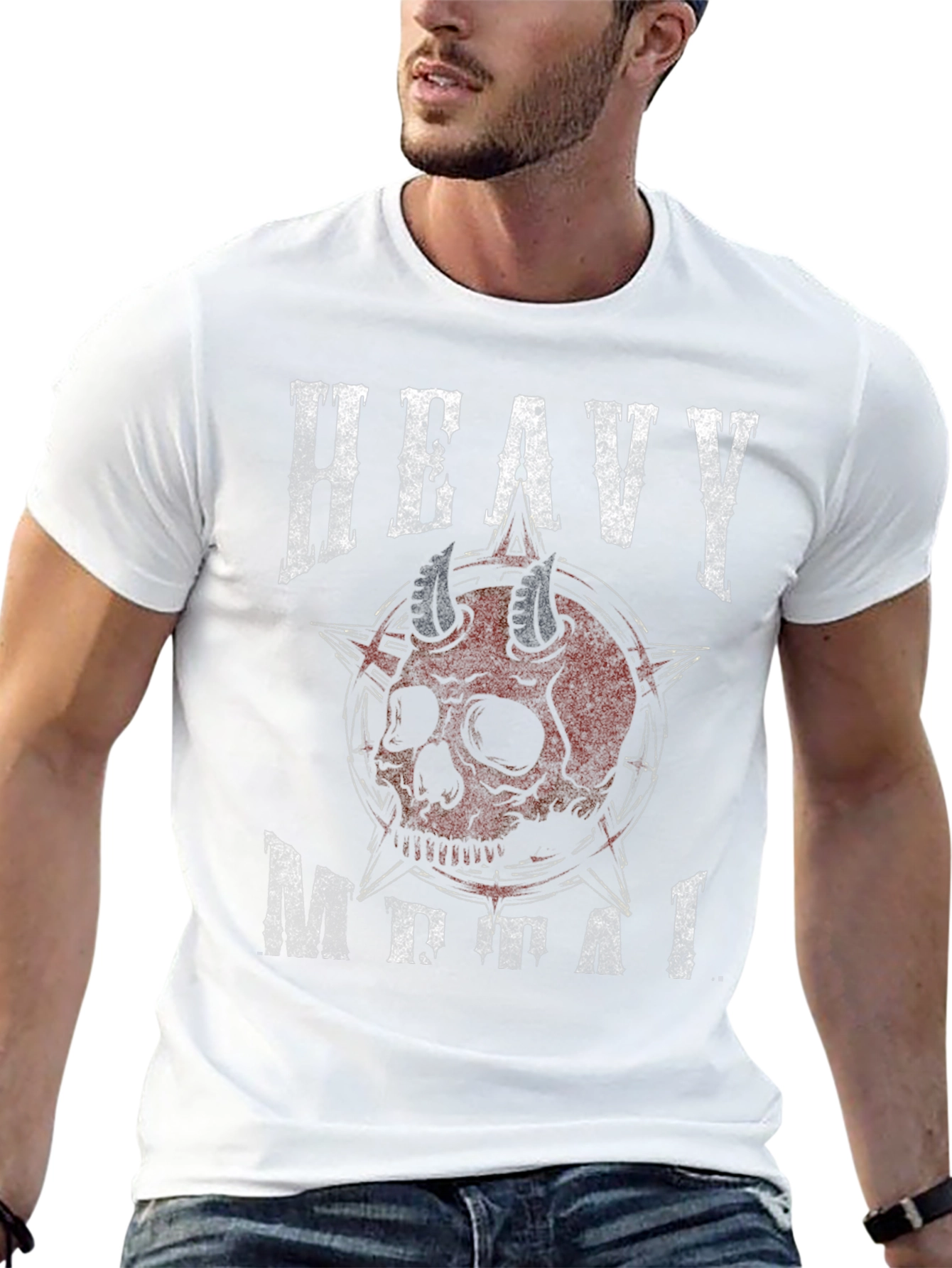 Heavy Metal Skull Graphic Black T-Shirt