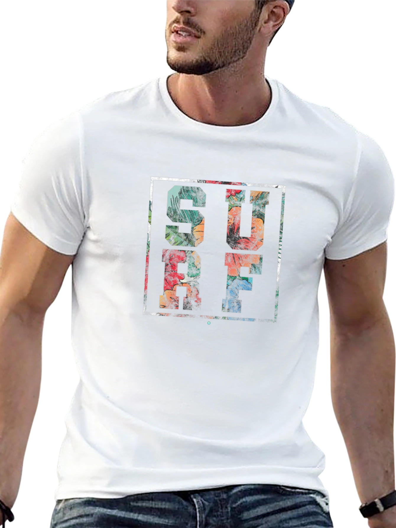 Tropical Surf Graphic T-Shirt - Black