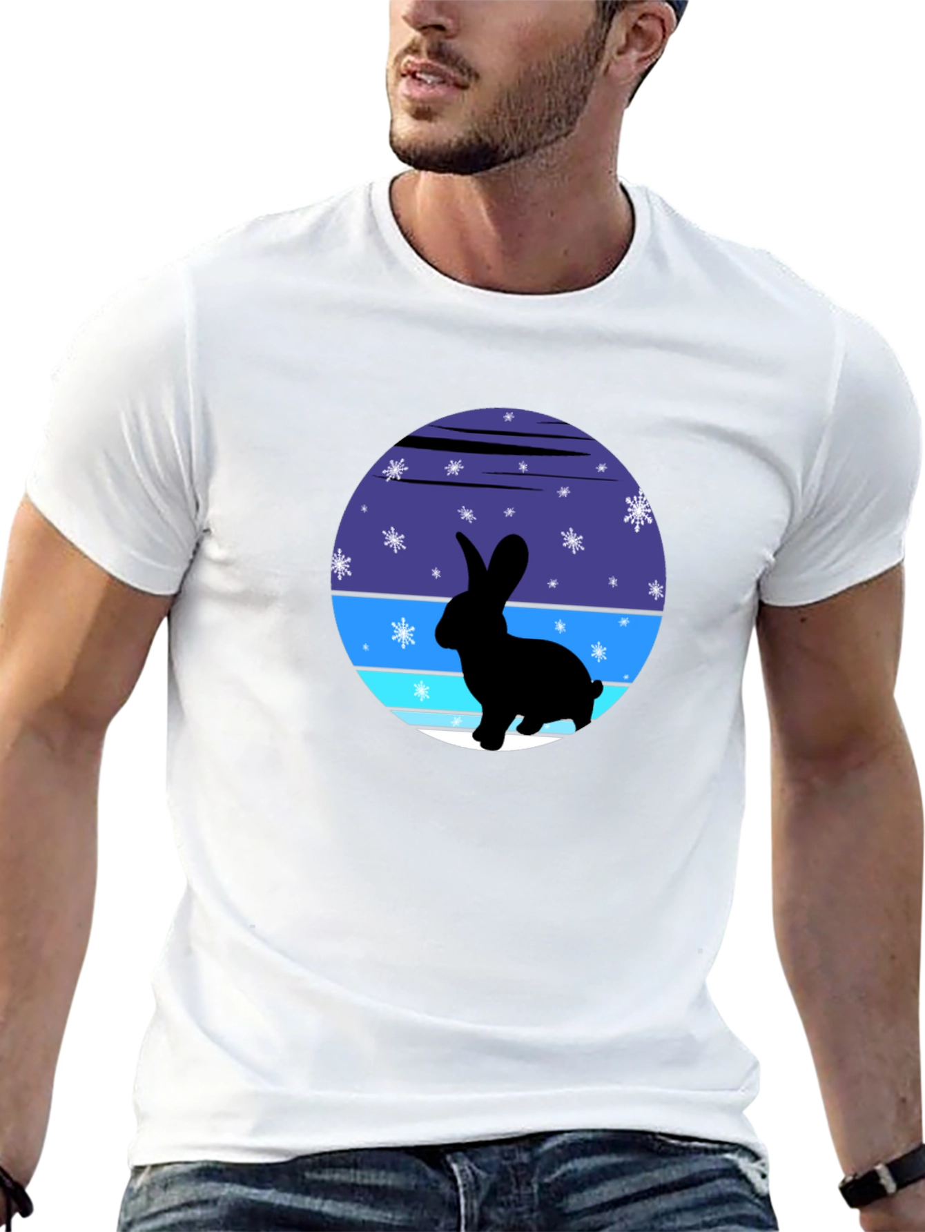 Winter Rabbit Graphic Tee - Soft Cotton Blend