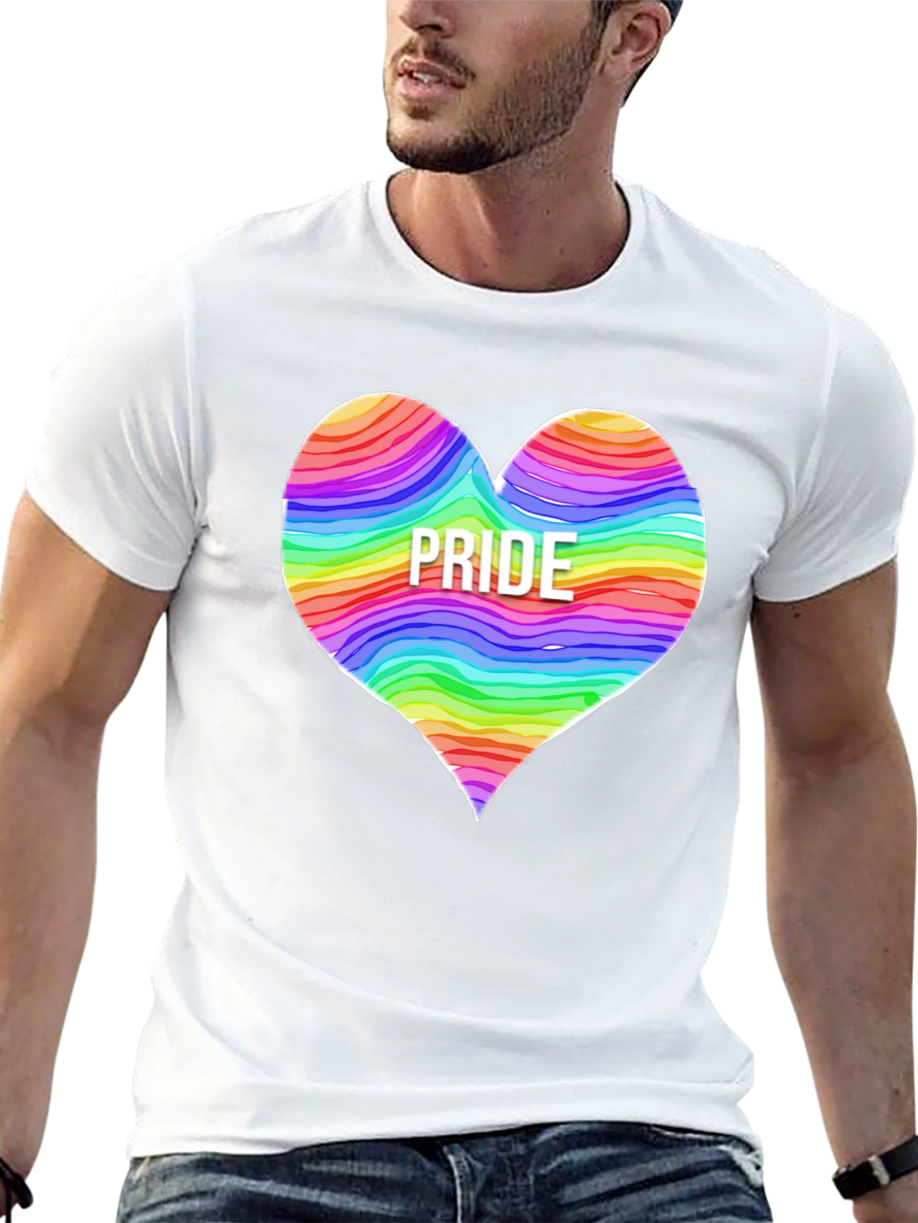 Pride Heart Graphic T-Shirt - Black Crew Neck Tee