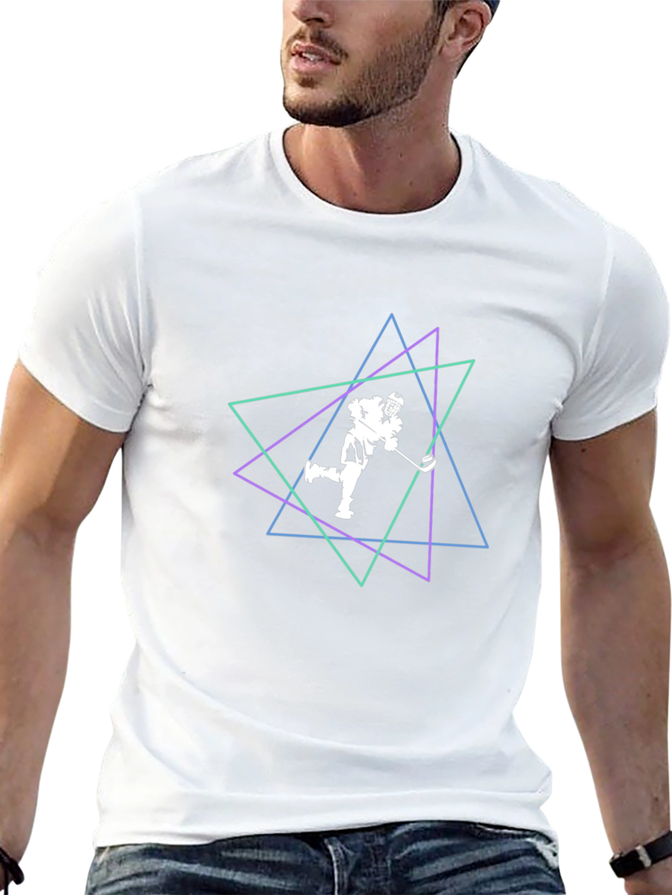 Geometric Hockey Player T-Shirt