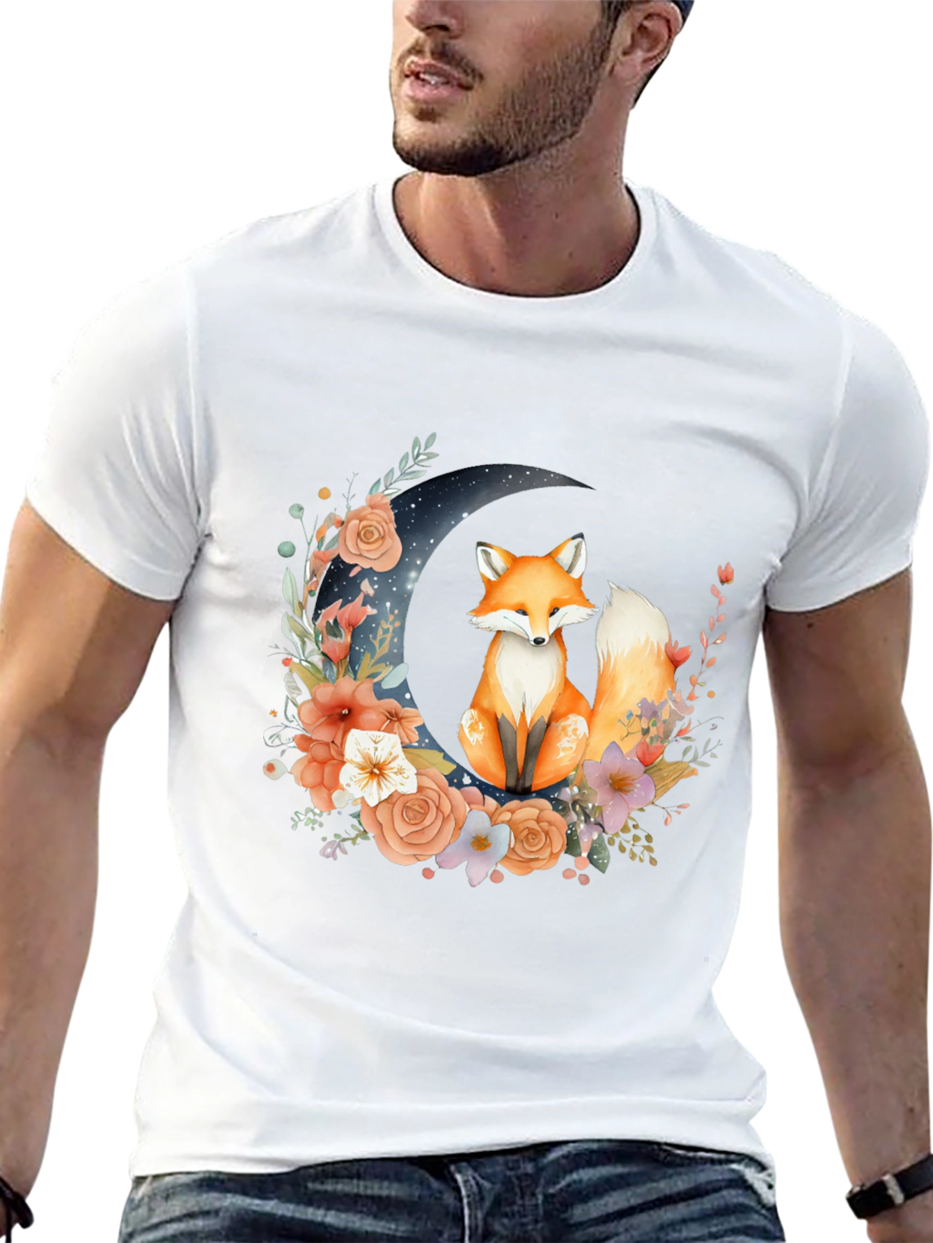 Floral Fox on Moon T-Shirt