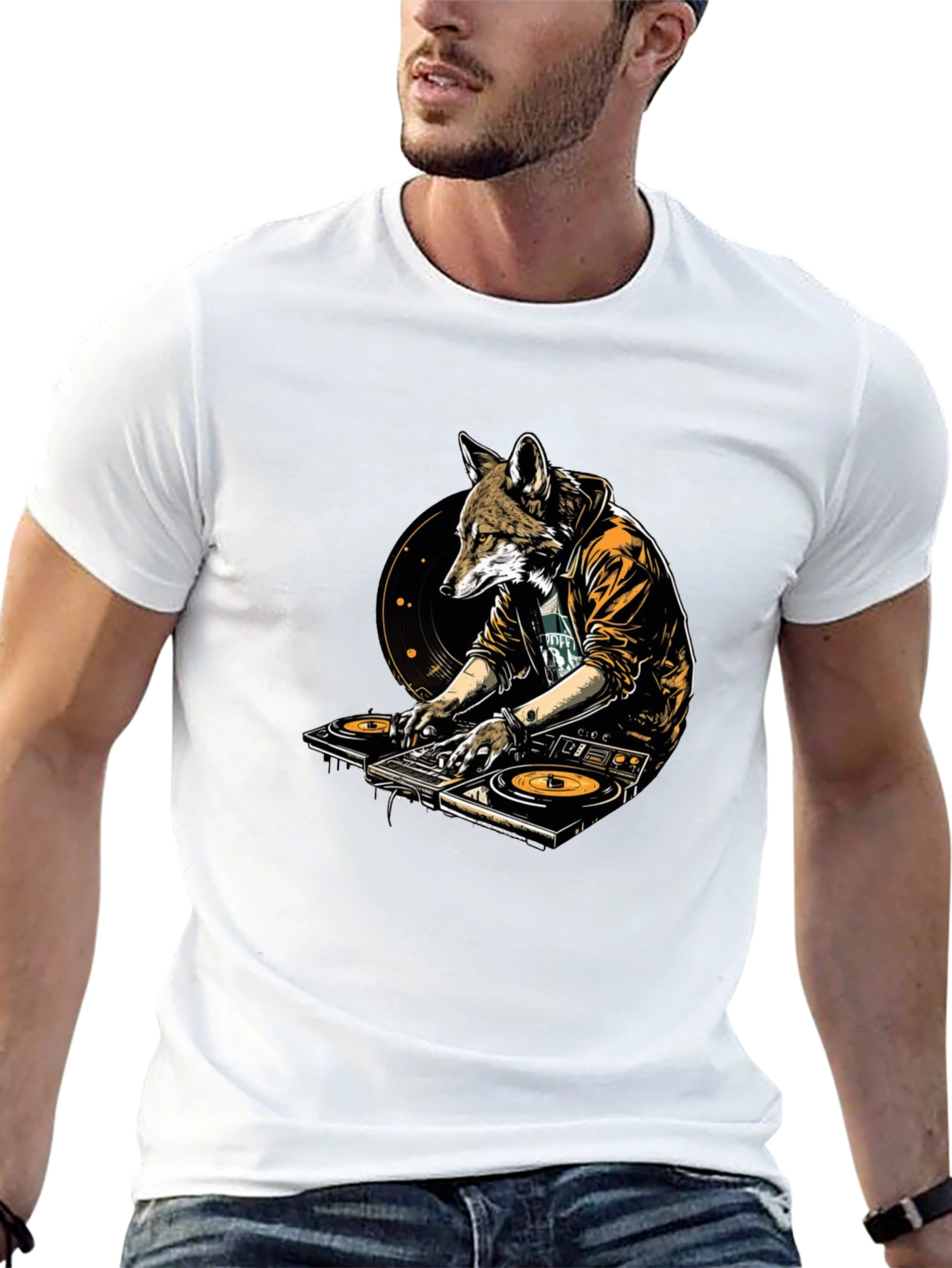 DJ Fox Graphic T-Shirt - Cool Animal Design