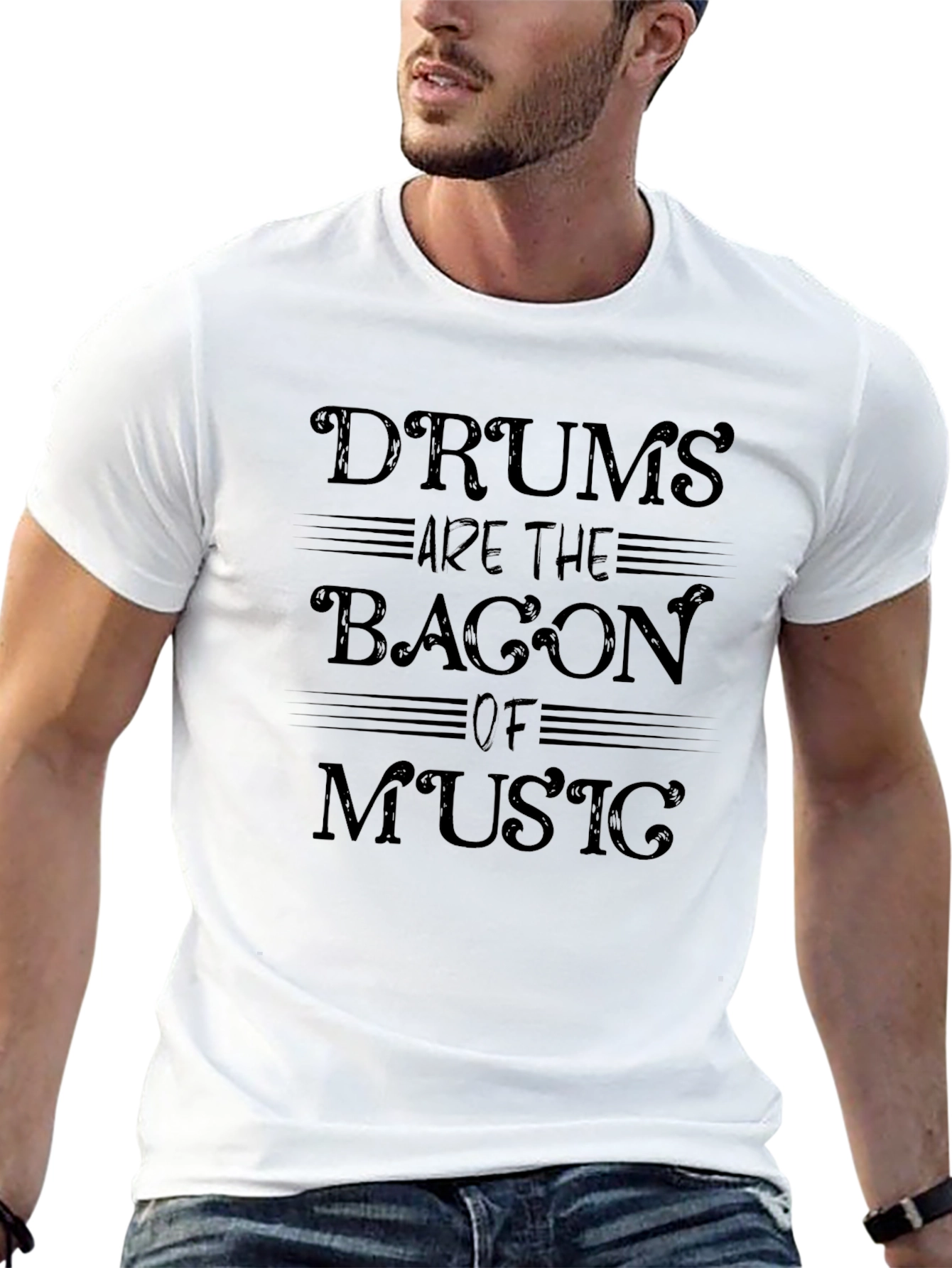 Drums are the Bacon of Music Black T-Shirt