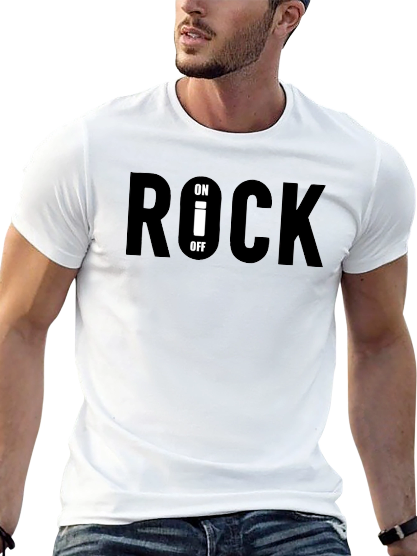 Rock On/Off Black Graphic Tee