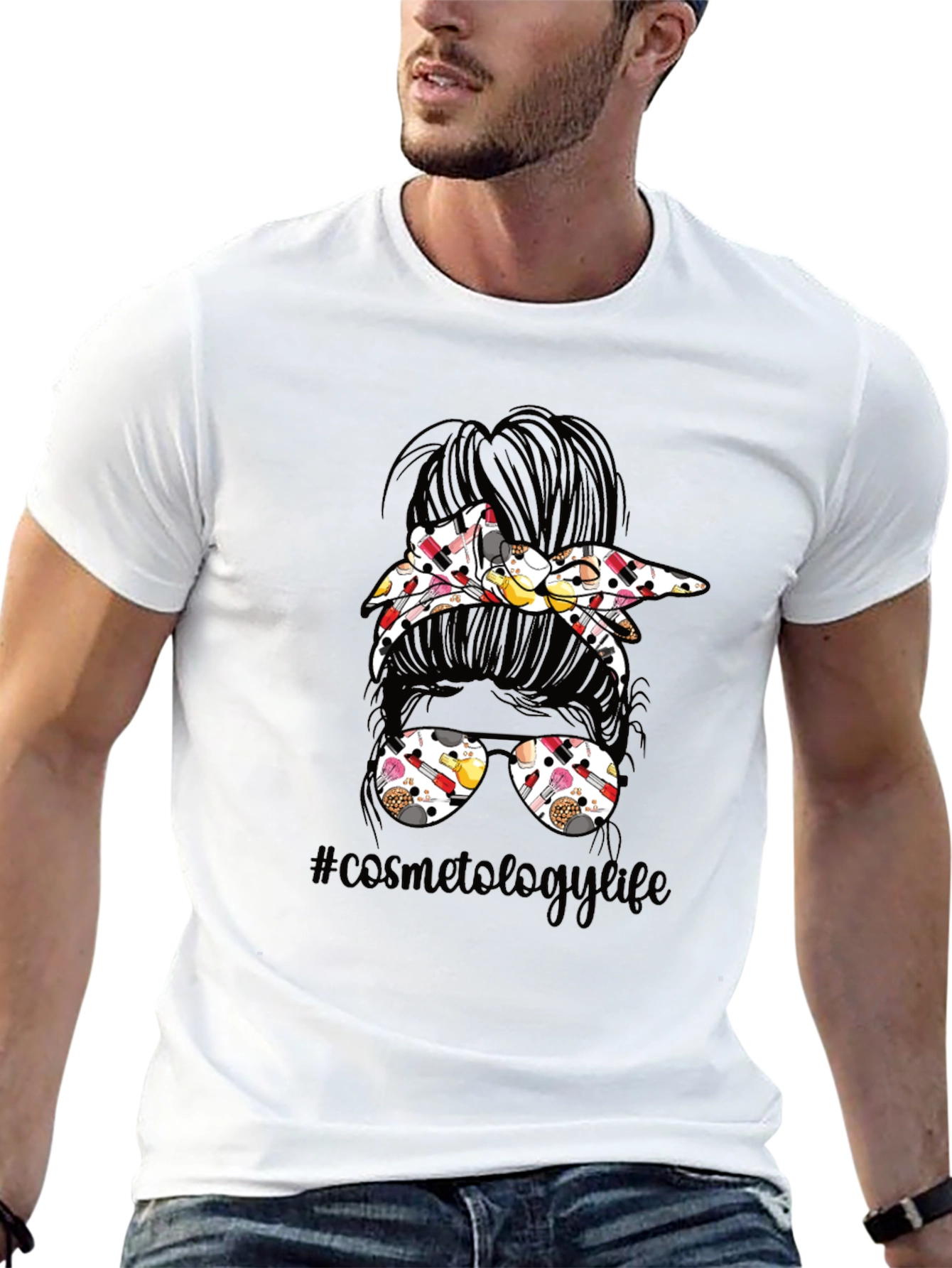Cosmetology Life Messy Bun T-Shirt
