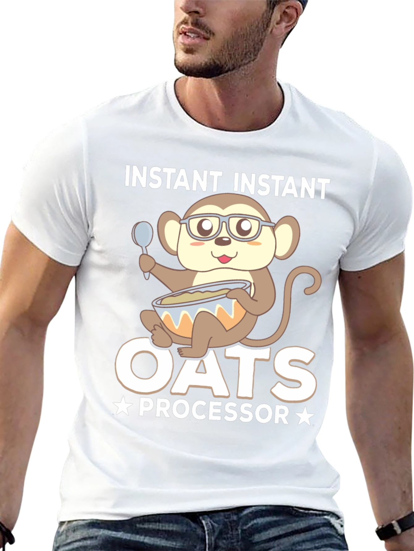Instant Oats Processor Funny Monkey T-Shirt