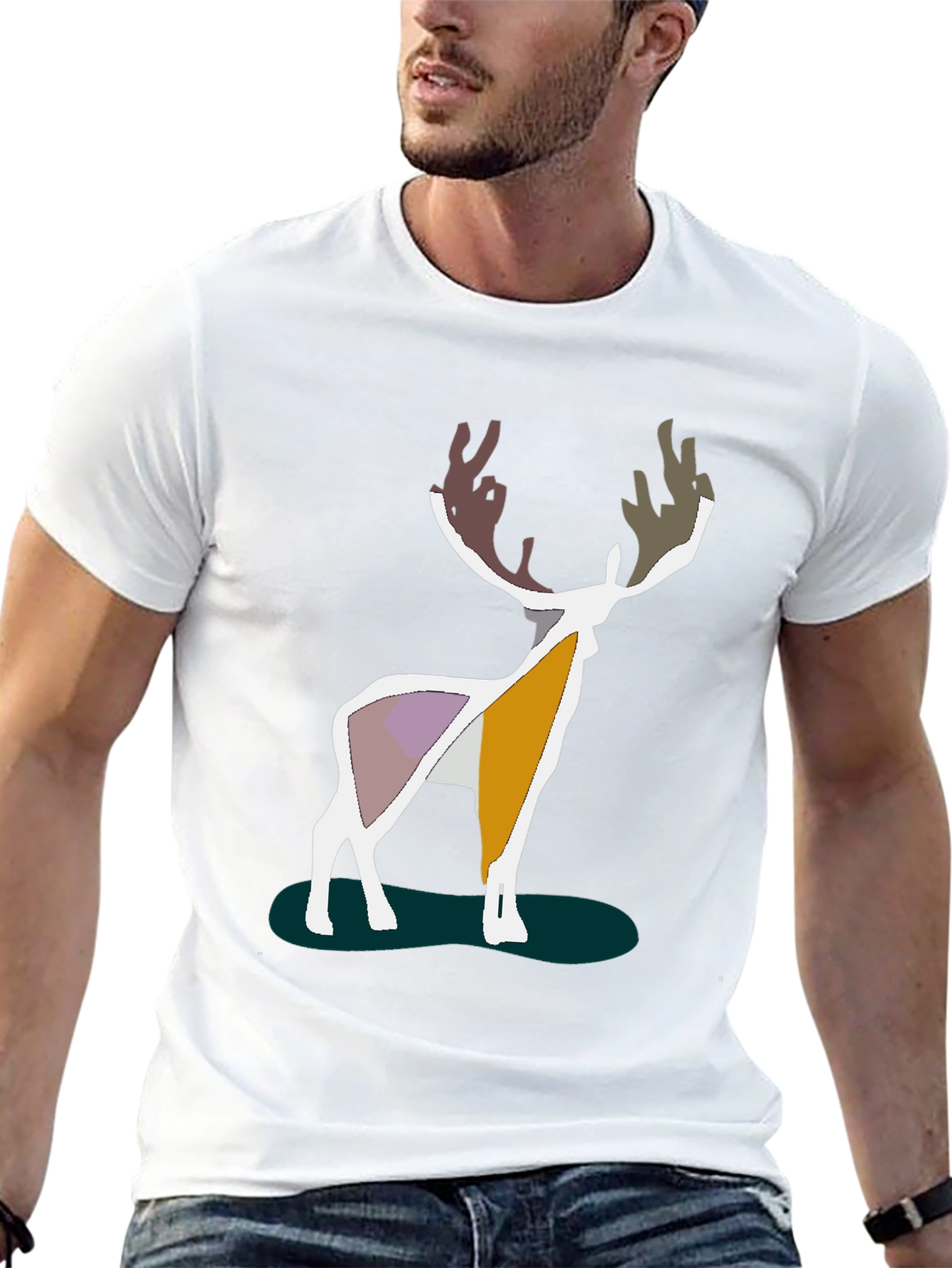 Modern Deer Graphic Tee - Artistic Menswear