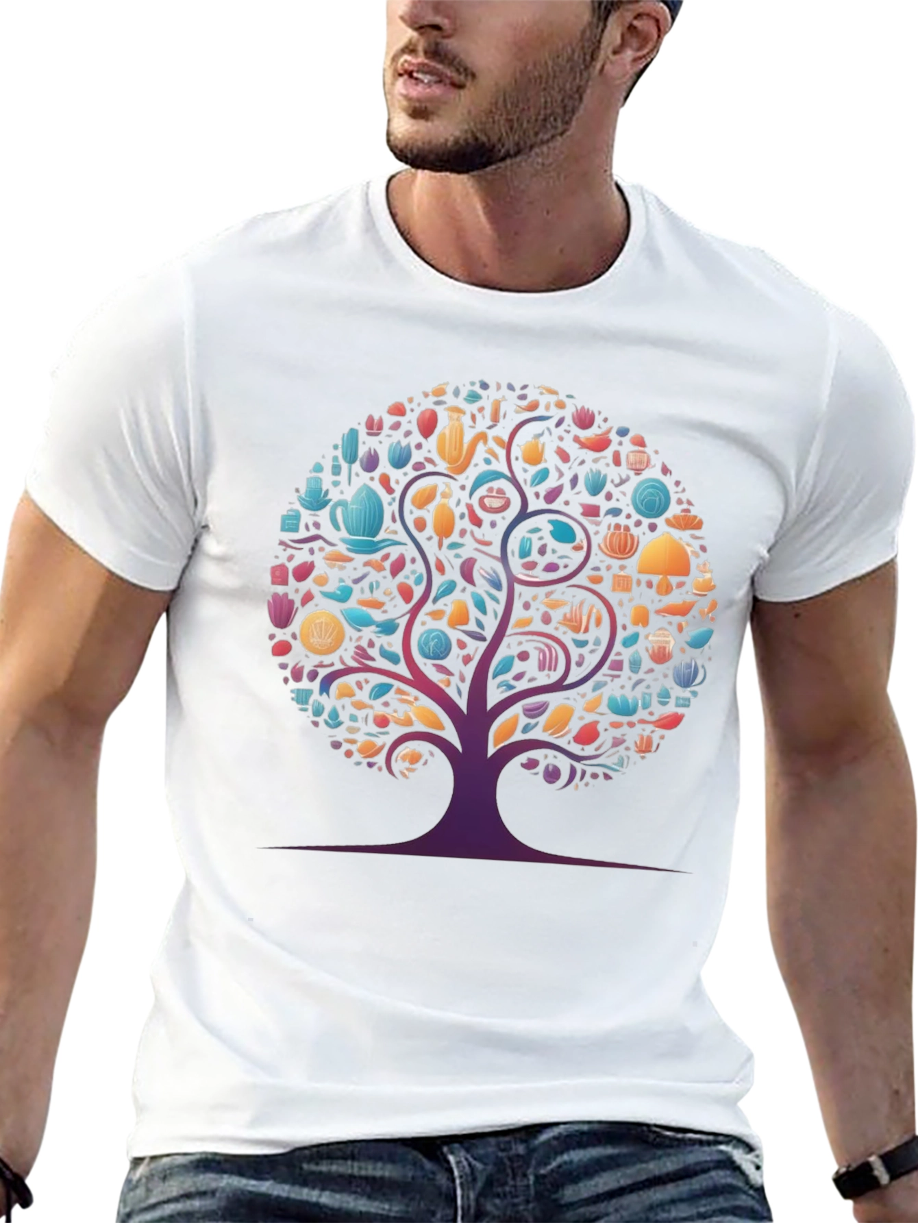 Whimsical Tree Graphic Tee - Black Cotton Comfort
