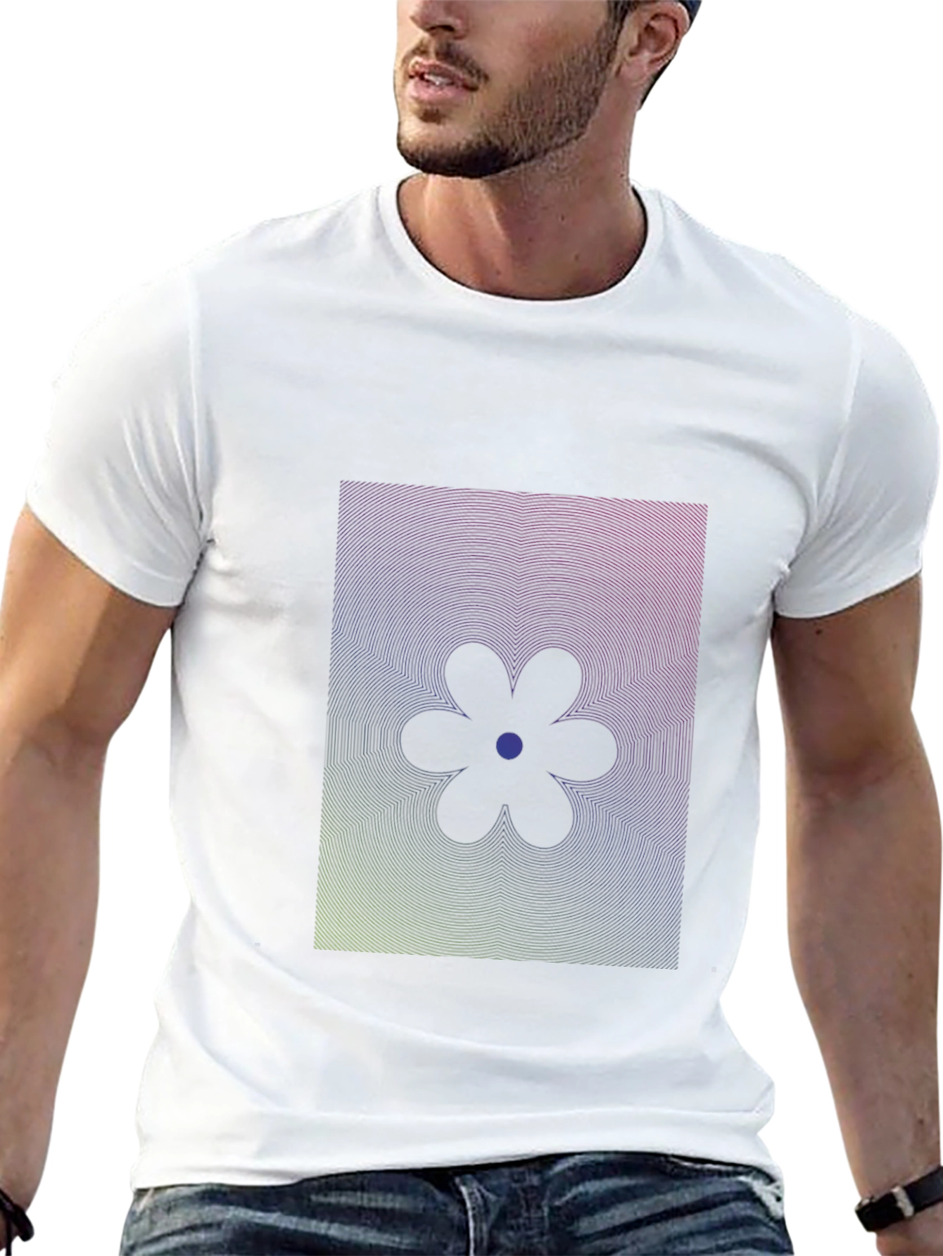 Abstract Flower Graphic Tee - Modern Design