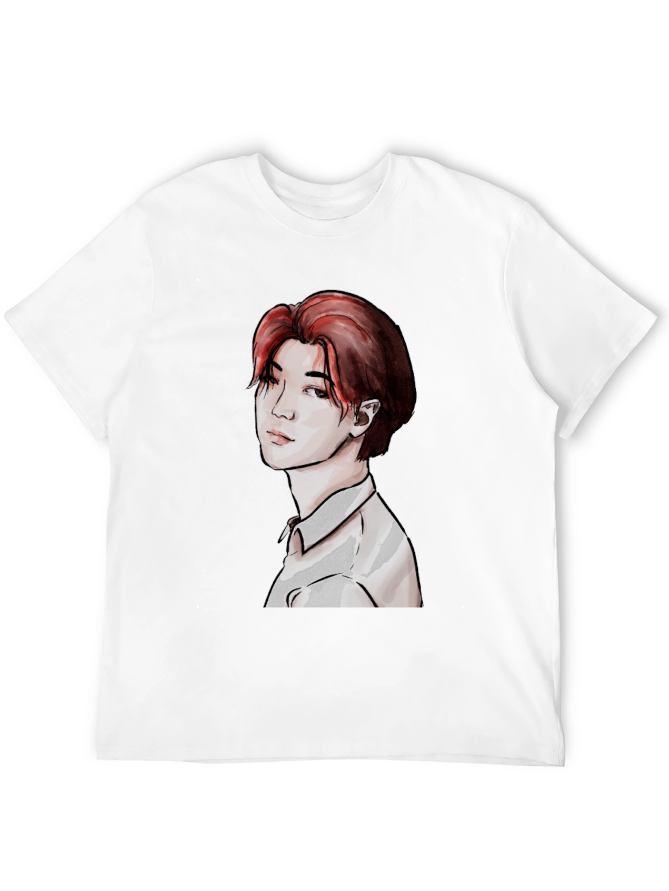 Graphic Print T-Shirt with Red Hair Character