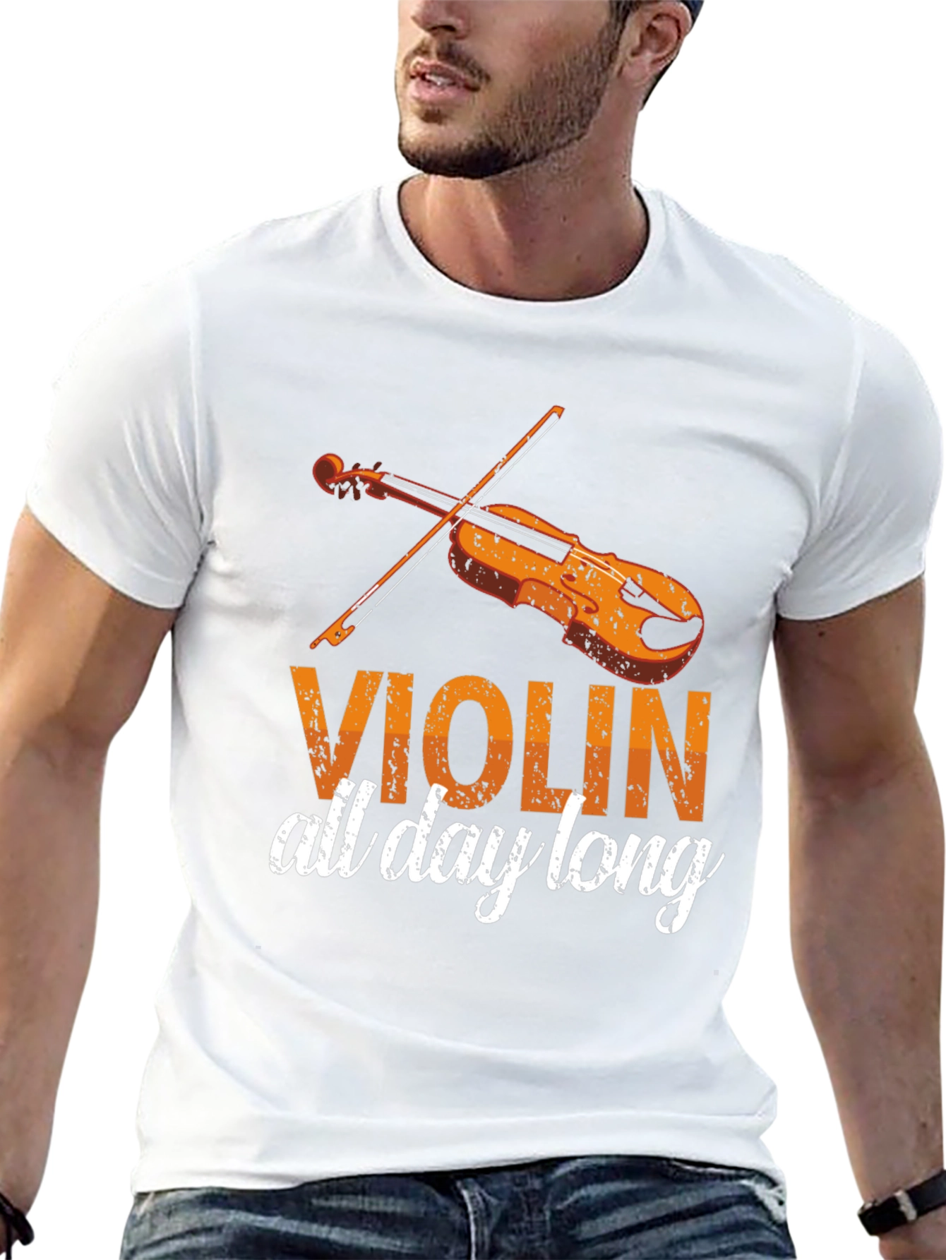 Violin All Day Long Black Graphic Tee