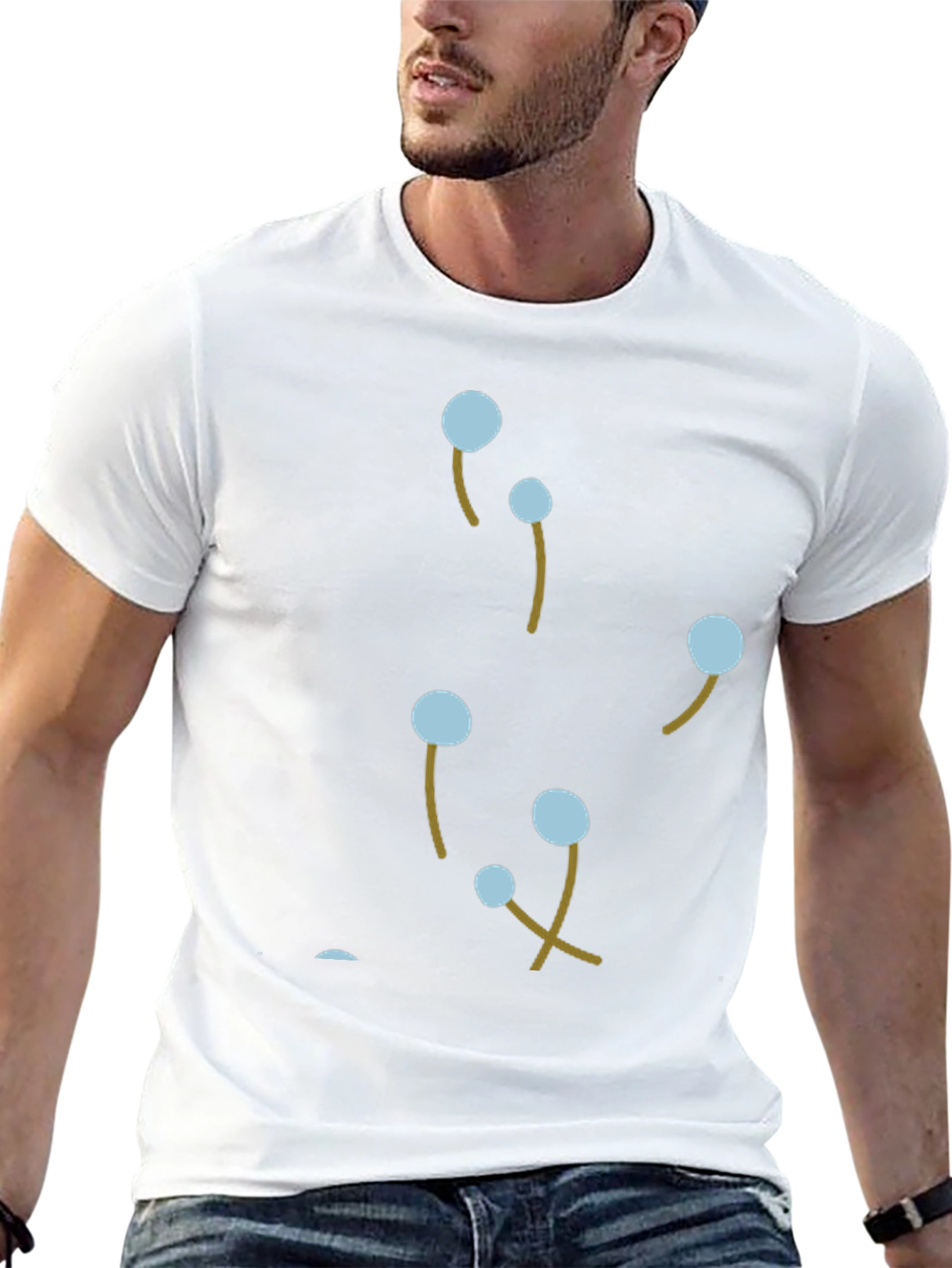 Modern Black T-Shirt with Abstract Floral Design