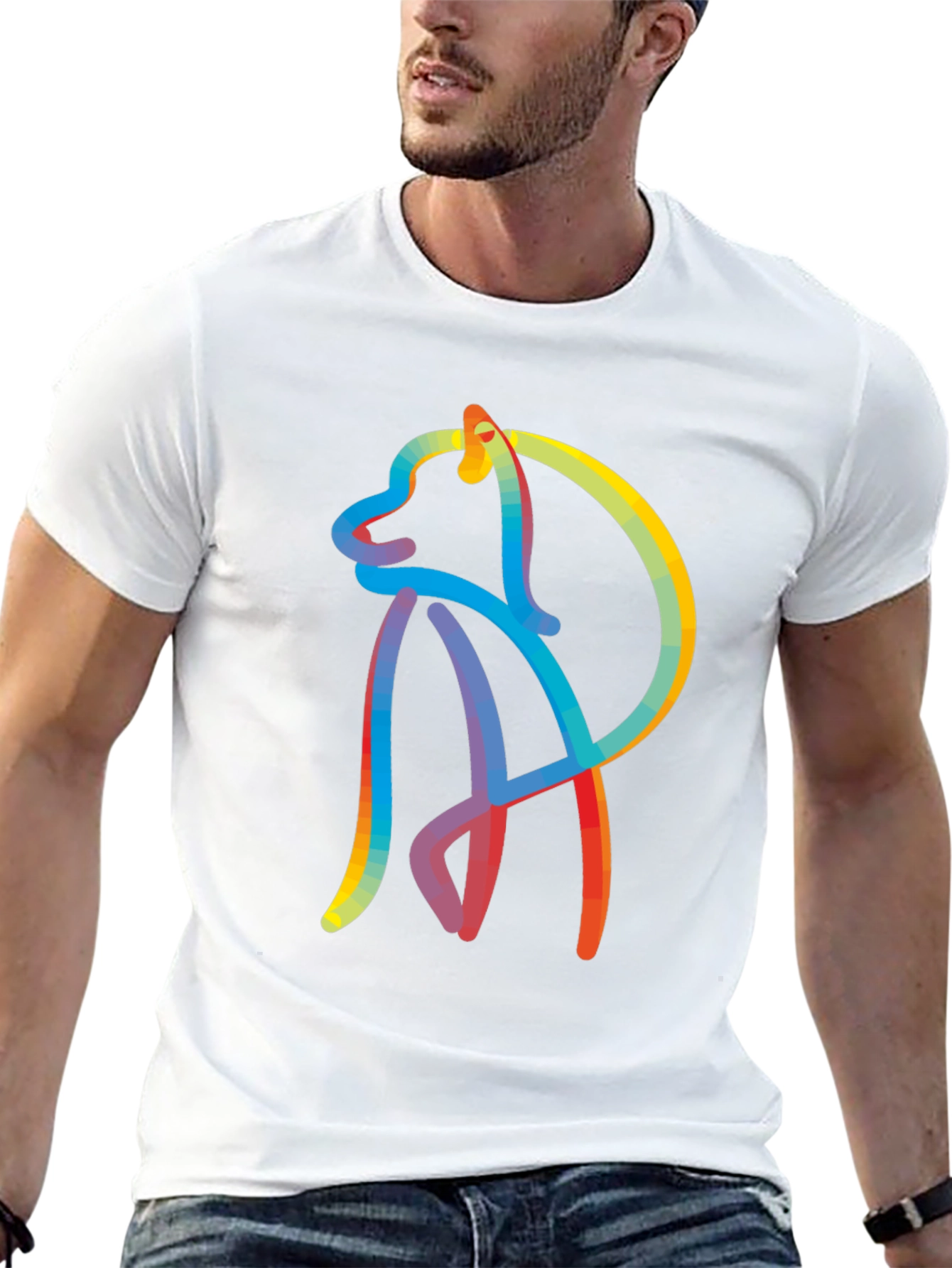 Abstract Dog Graphic Tee - Stylish Mens Black T-Shirt