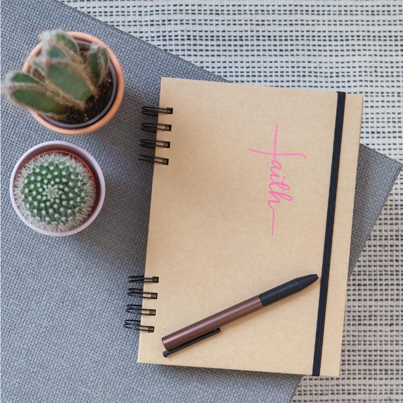 Faith Cross Pink Cursive Script
