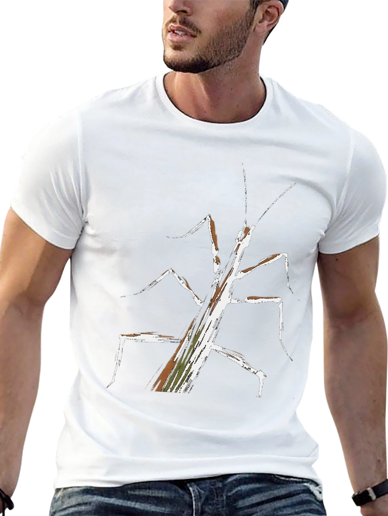 Abstract Stick Bug Graphic Tee - Unique Design