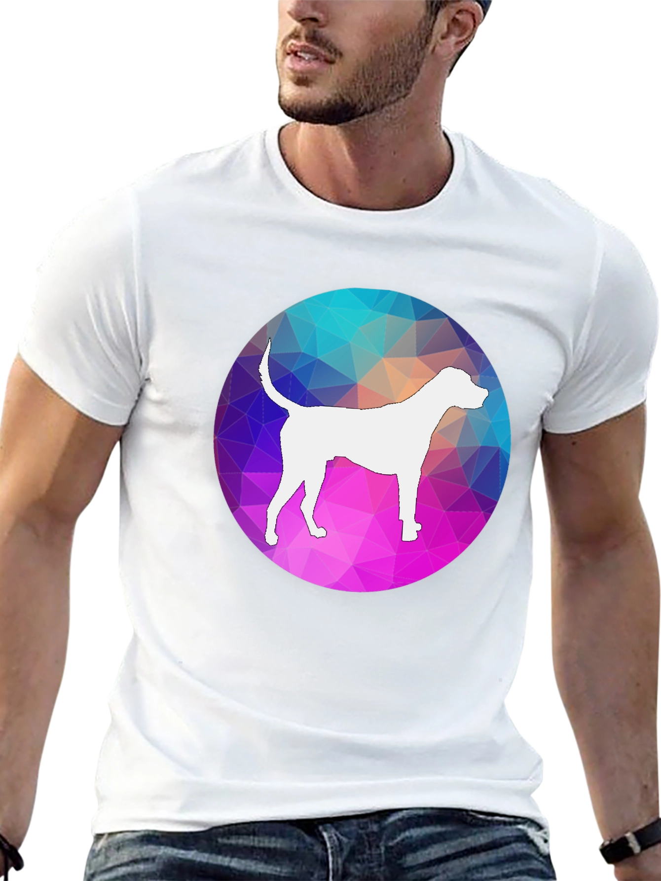 Dog Silhouette Geometric T-Shirt