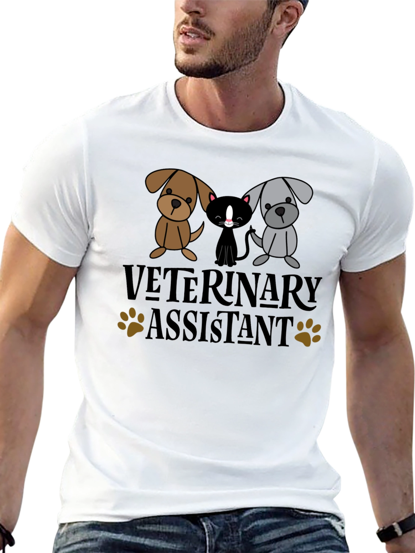 Veterinary Assistant Cute Pet Cartoon T-Shirt