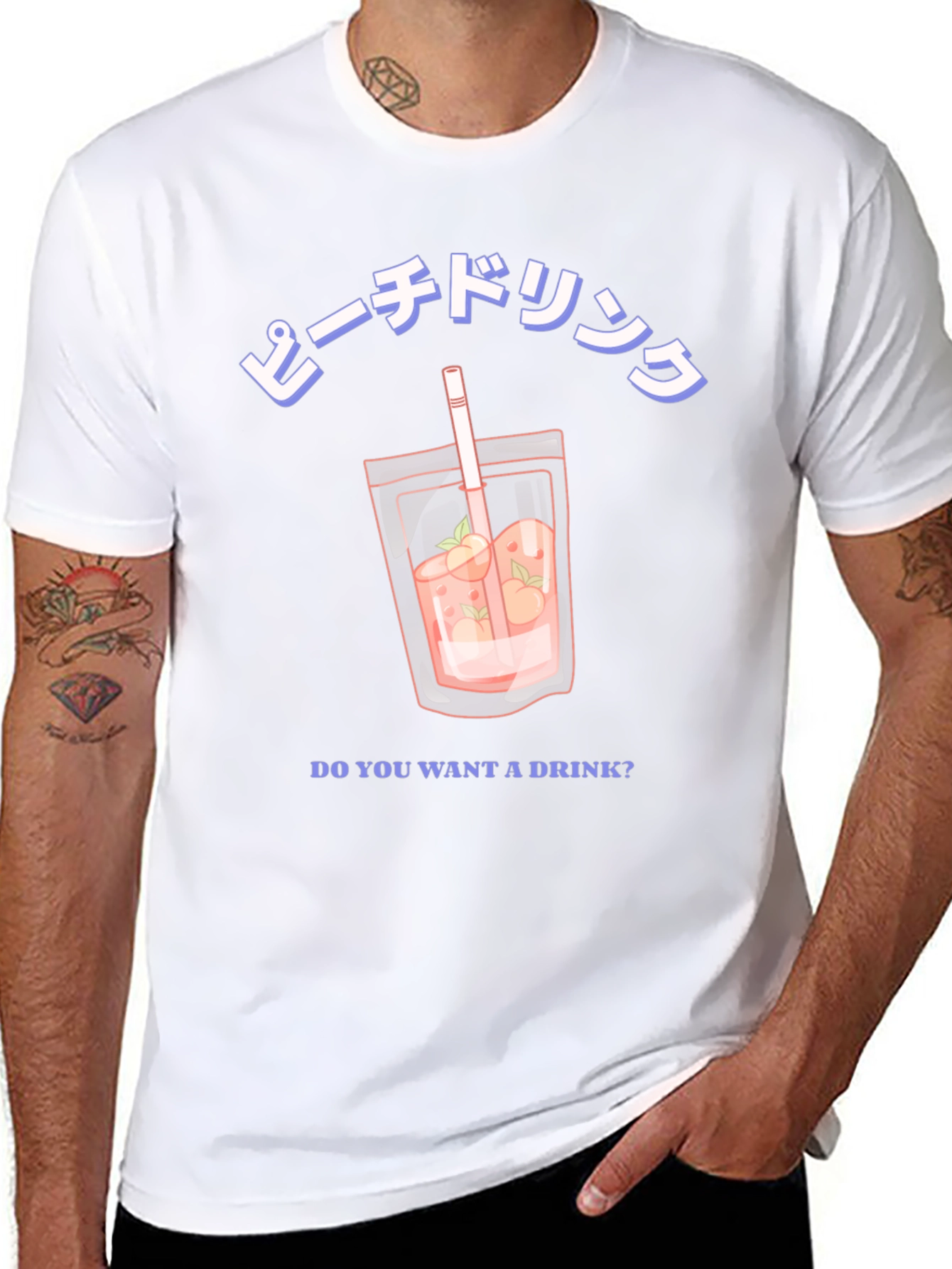 Peach Drink T-Shirt Casual Graphic Tee