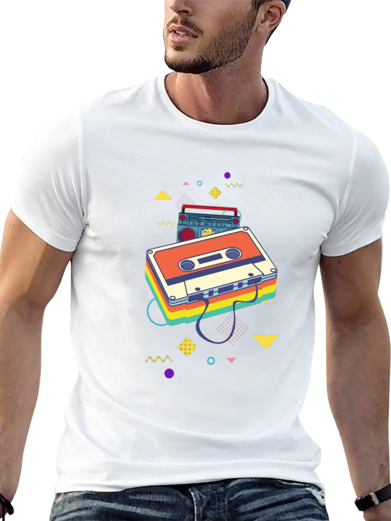 Retro Cassette Tape Graphic Tee - Black