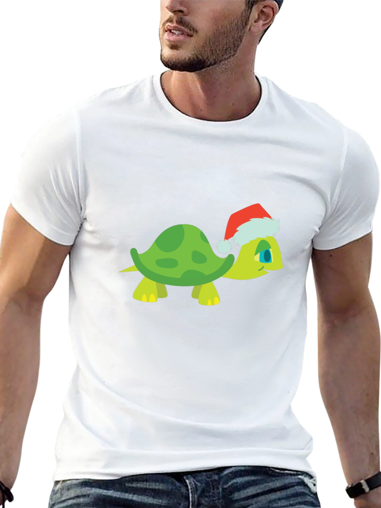Turtle Santa Hat Black T-Shirt