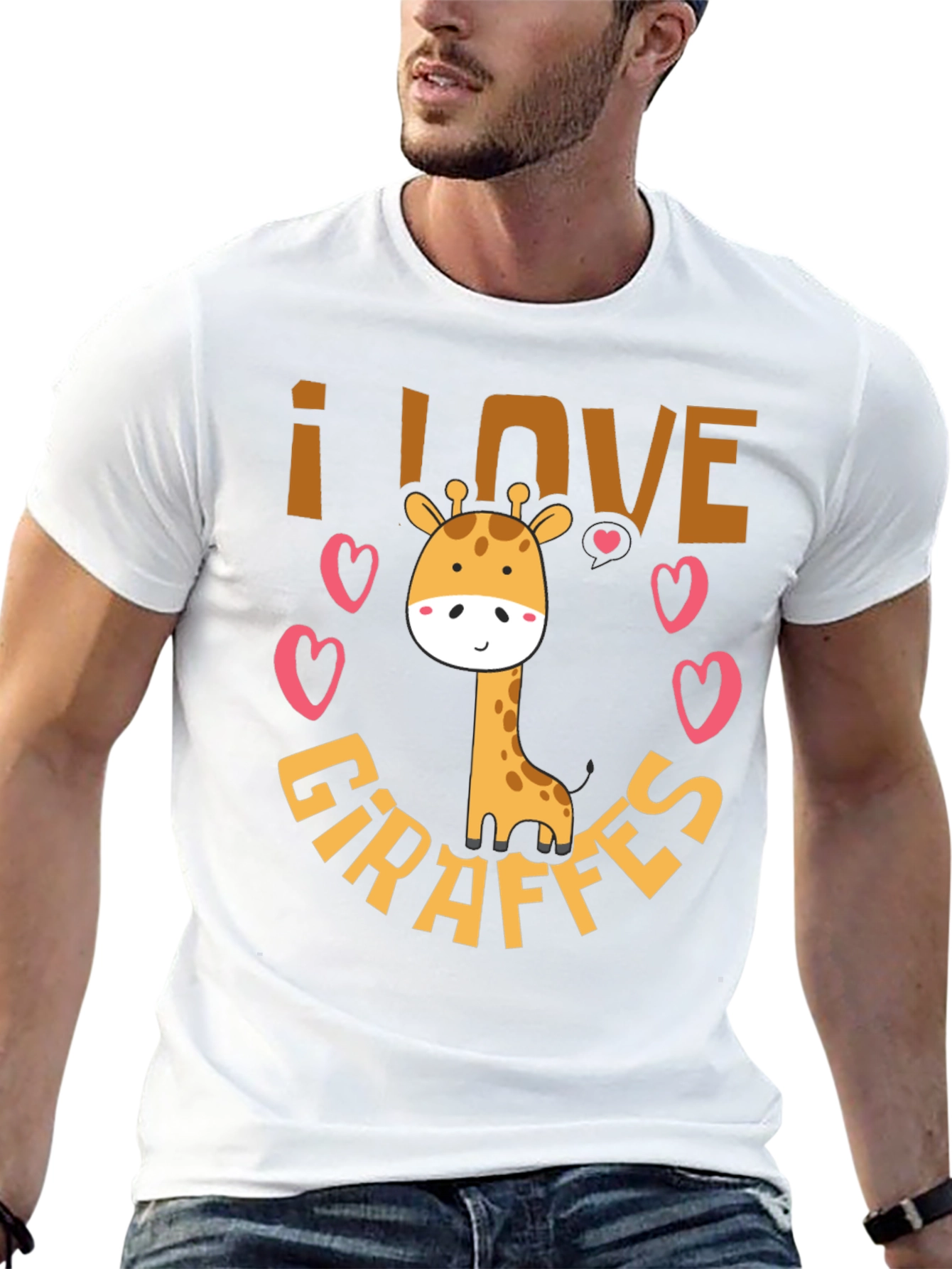 I Love Giraffes Black Graphic T-Shirt