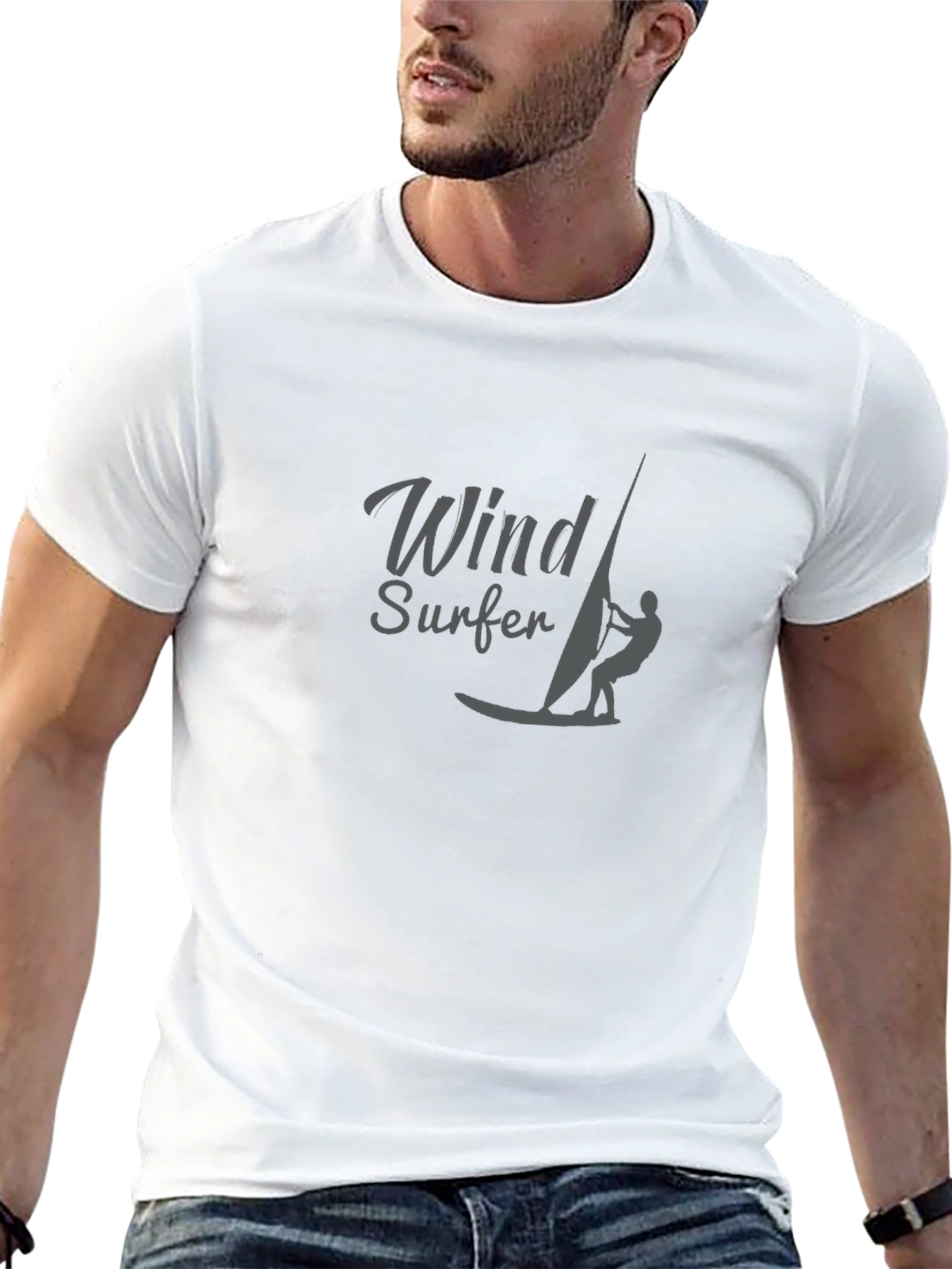 Windsurfer Graphic Tee - Black Cotton T-Shirt