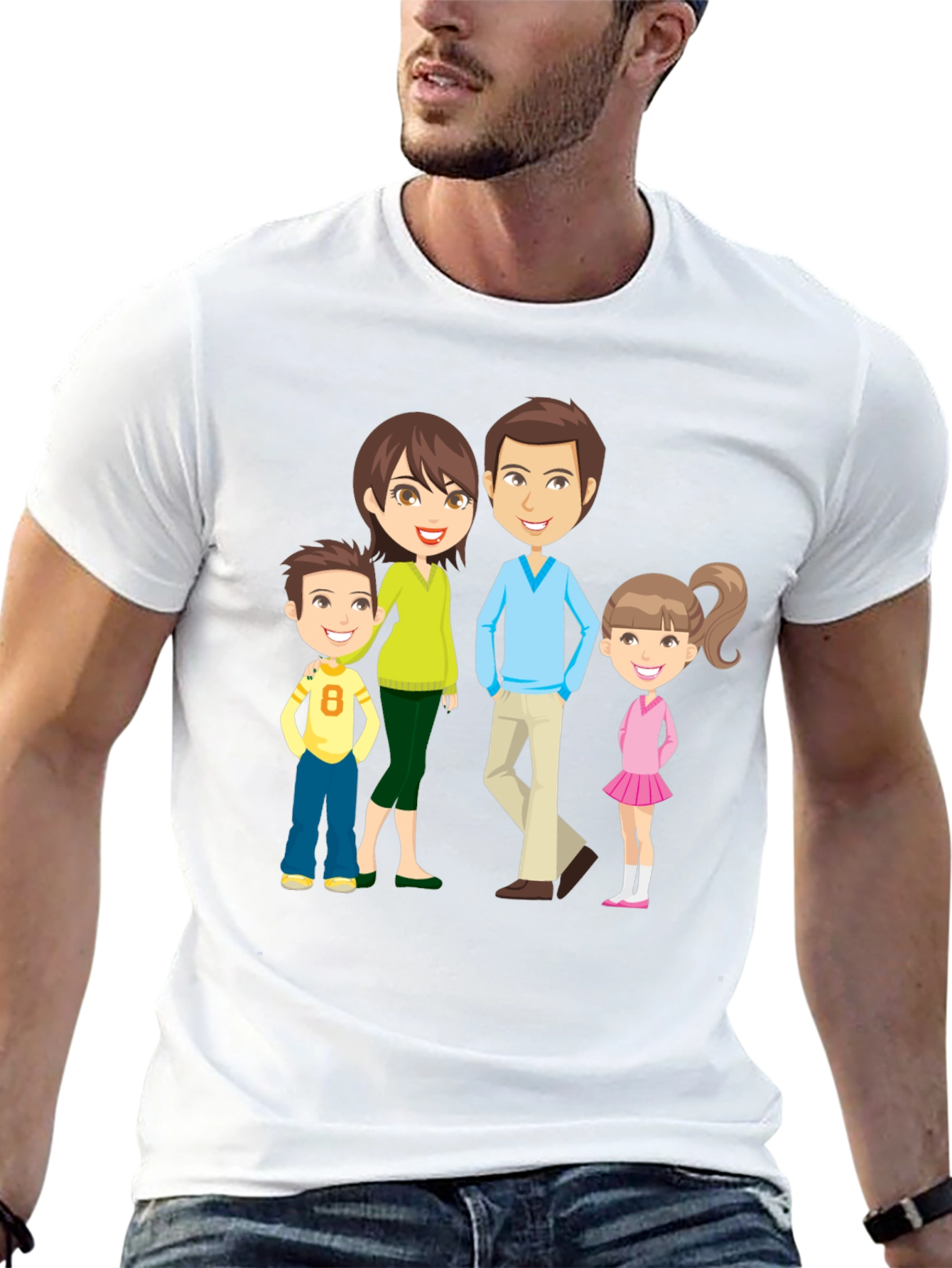 Cartoon Family Print Tee