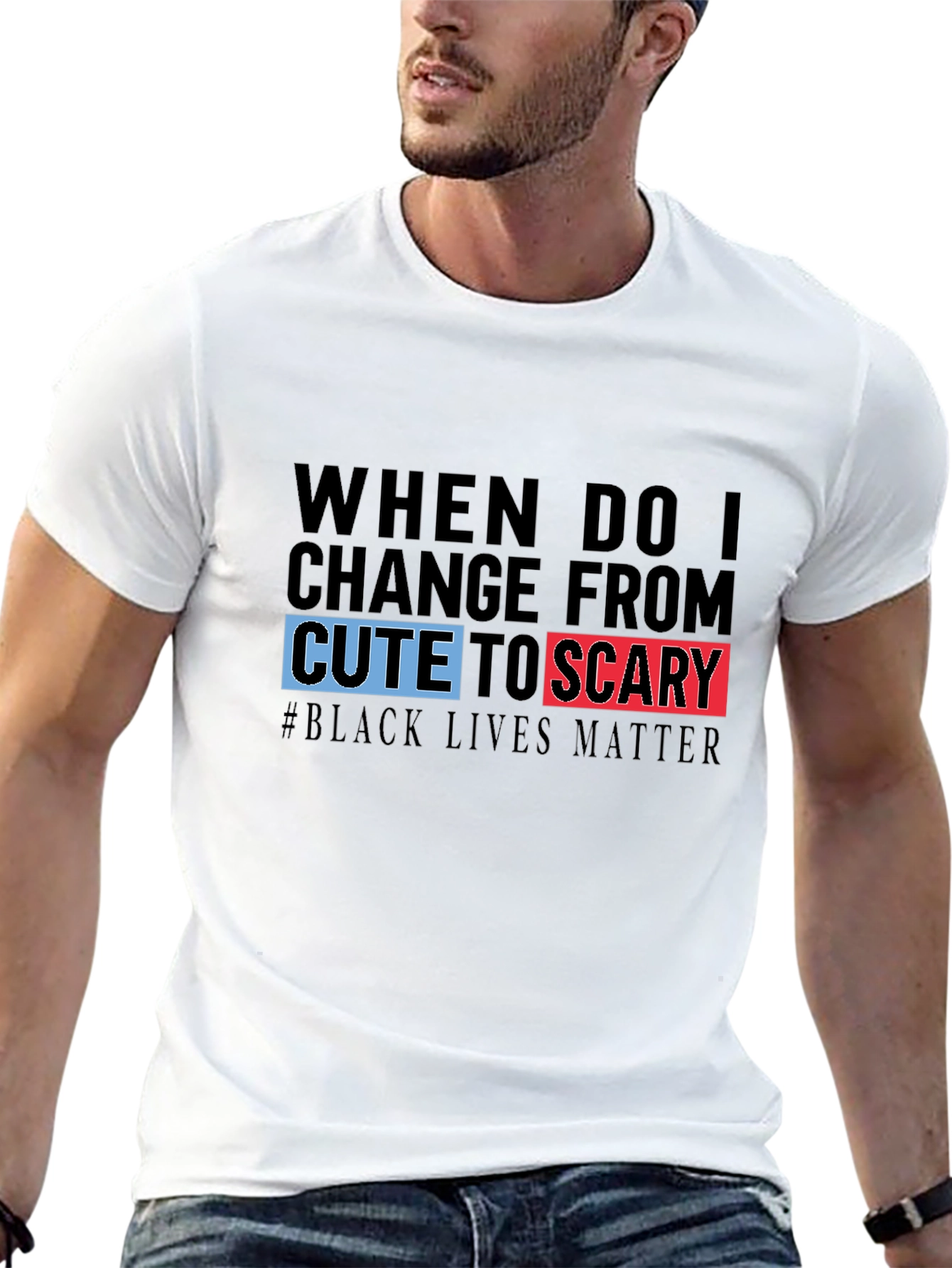 Black T-Shirt: Cute to Scary - Black Lives Matter