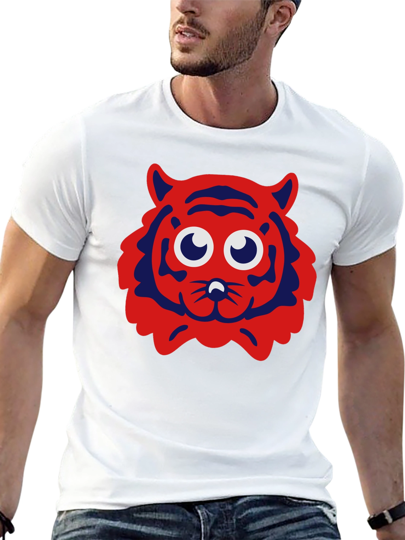 Cartoon Tiger Graphic Tee - Black T-Shirt