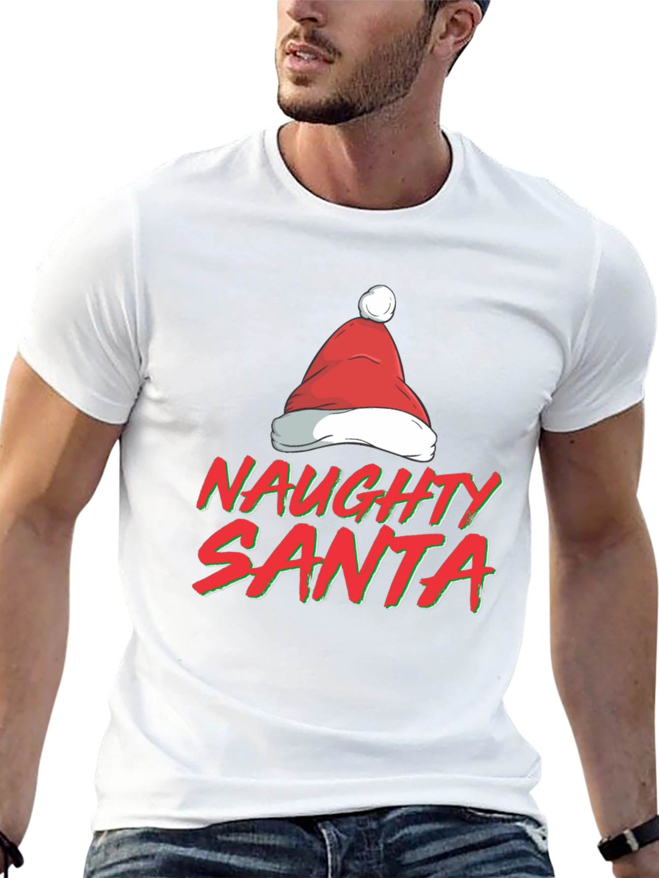 Naughty Santa T-Shirt - Festive Holiday Apparel