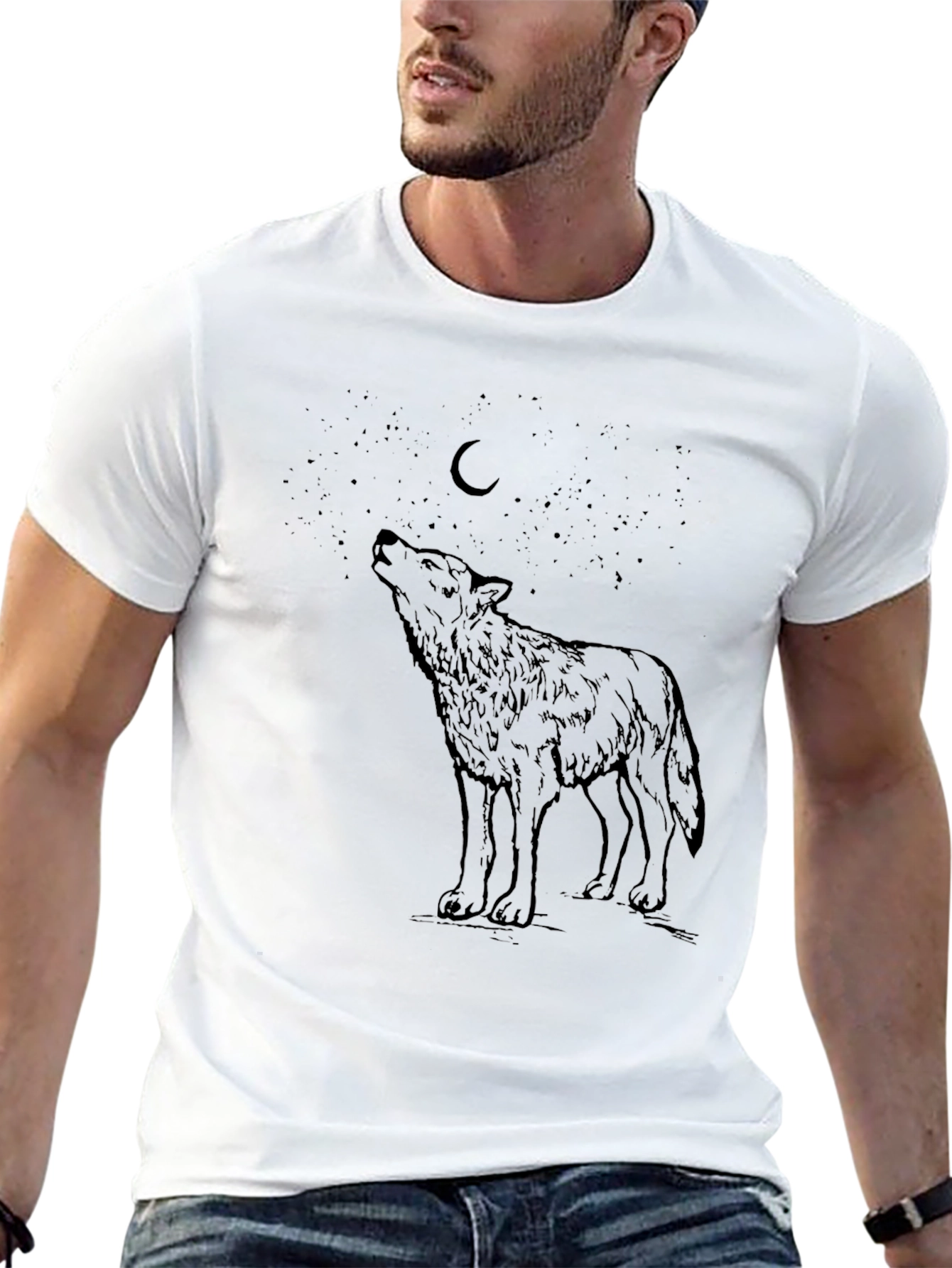 Wolf Howling at Moon Graphic T-Shirt