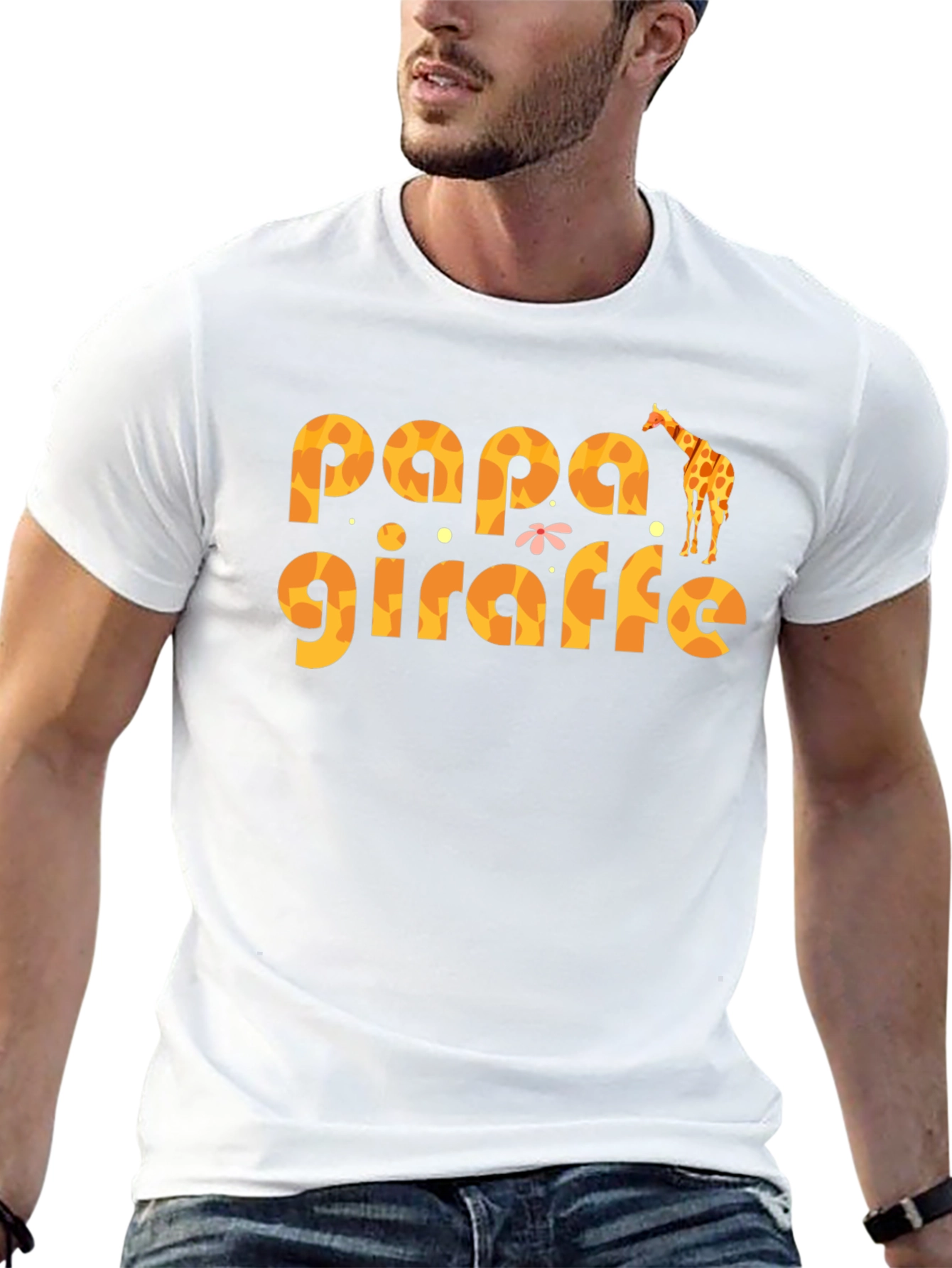 Papa Giraffe Graphic T-Shirt - Fun Dad Tee