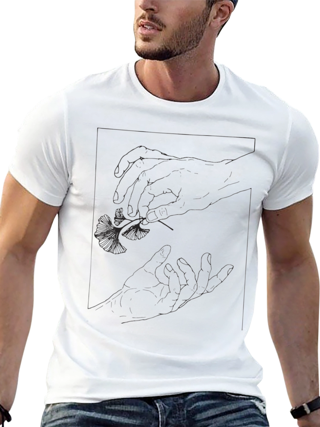 Black Graphic Tee - Botanical Hand Design