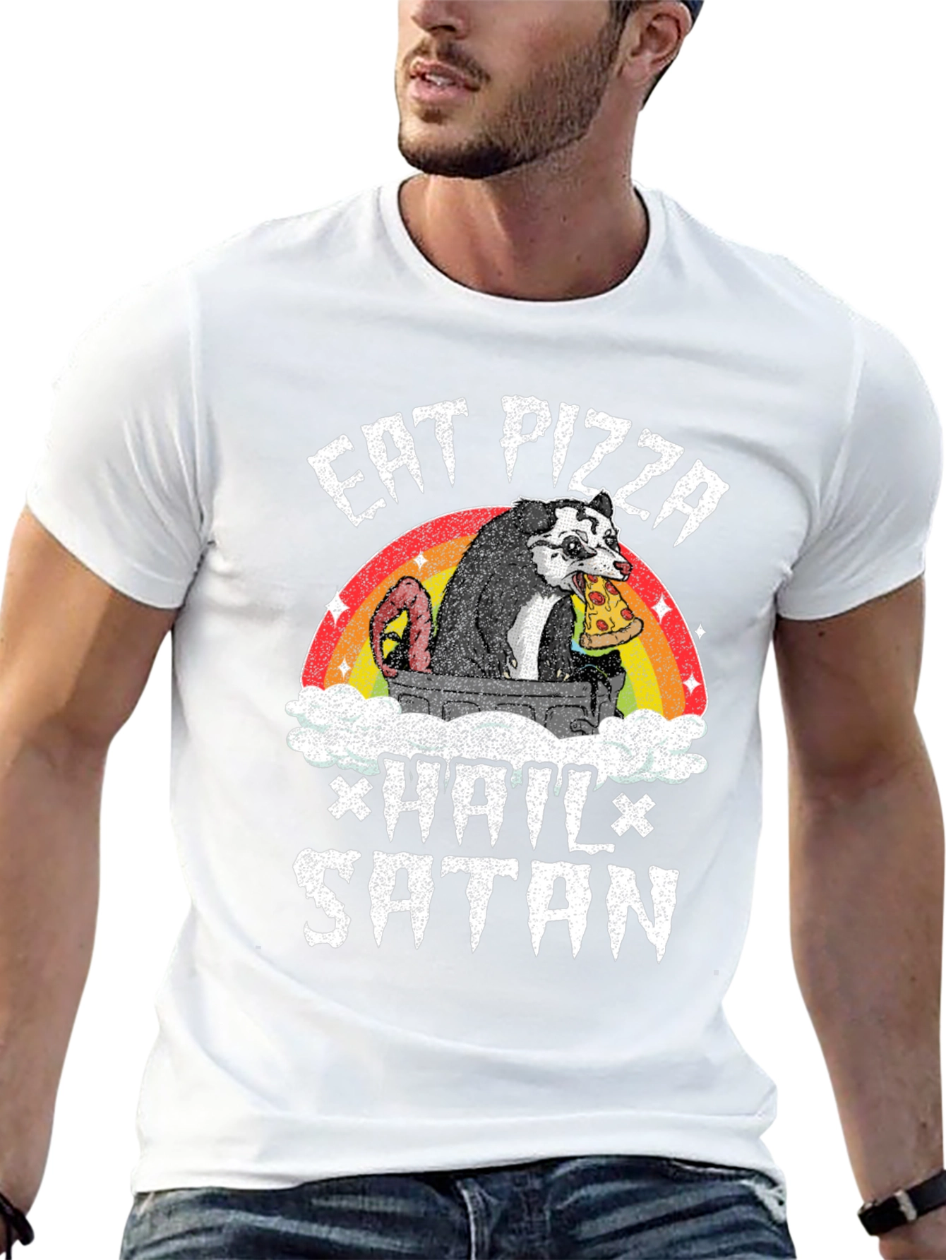 Eat Pizza Hail Satan Opossum T-Shirt
