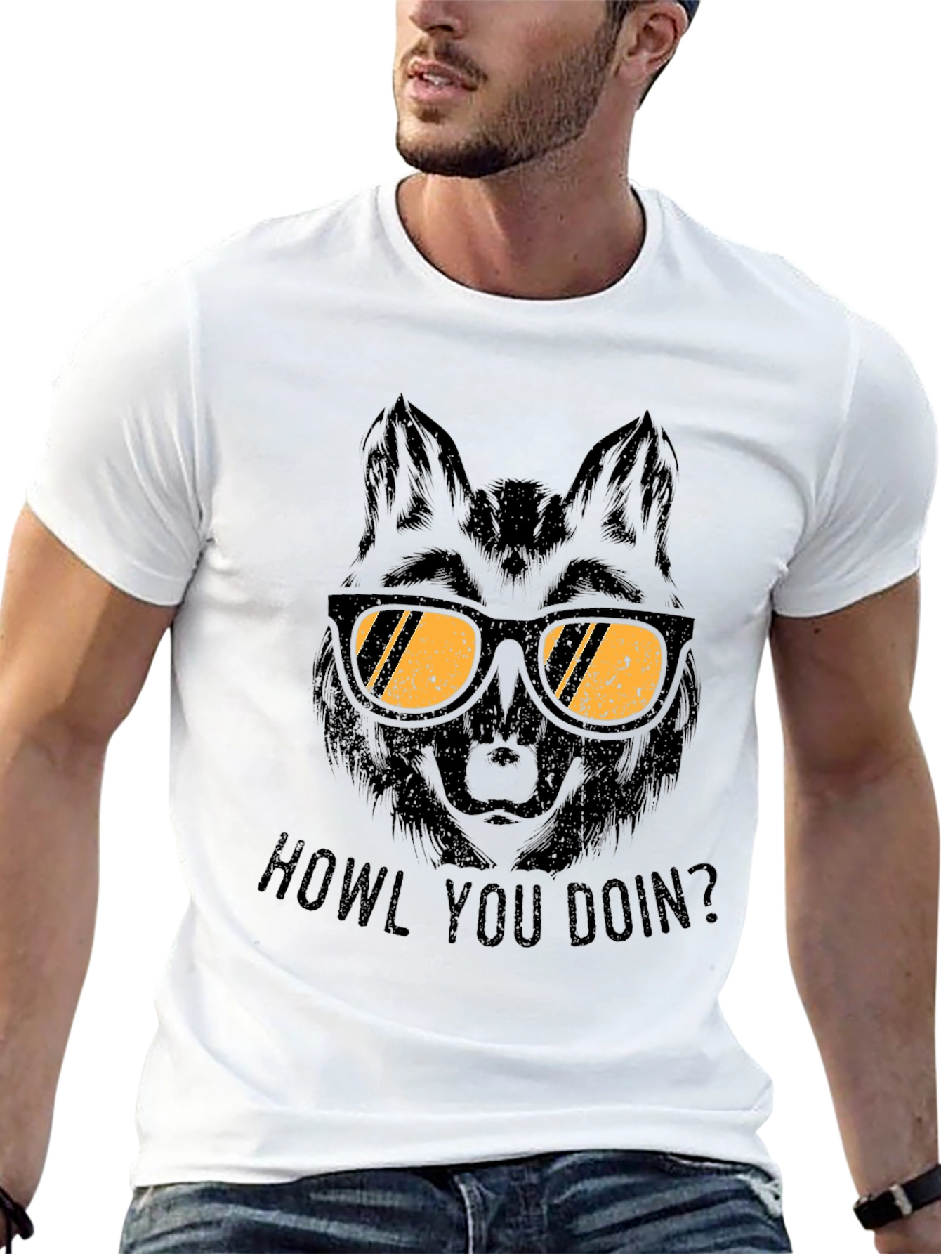 Wolf with Sunglasses T-Shirt - Howl You Doin?