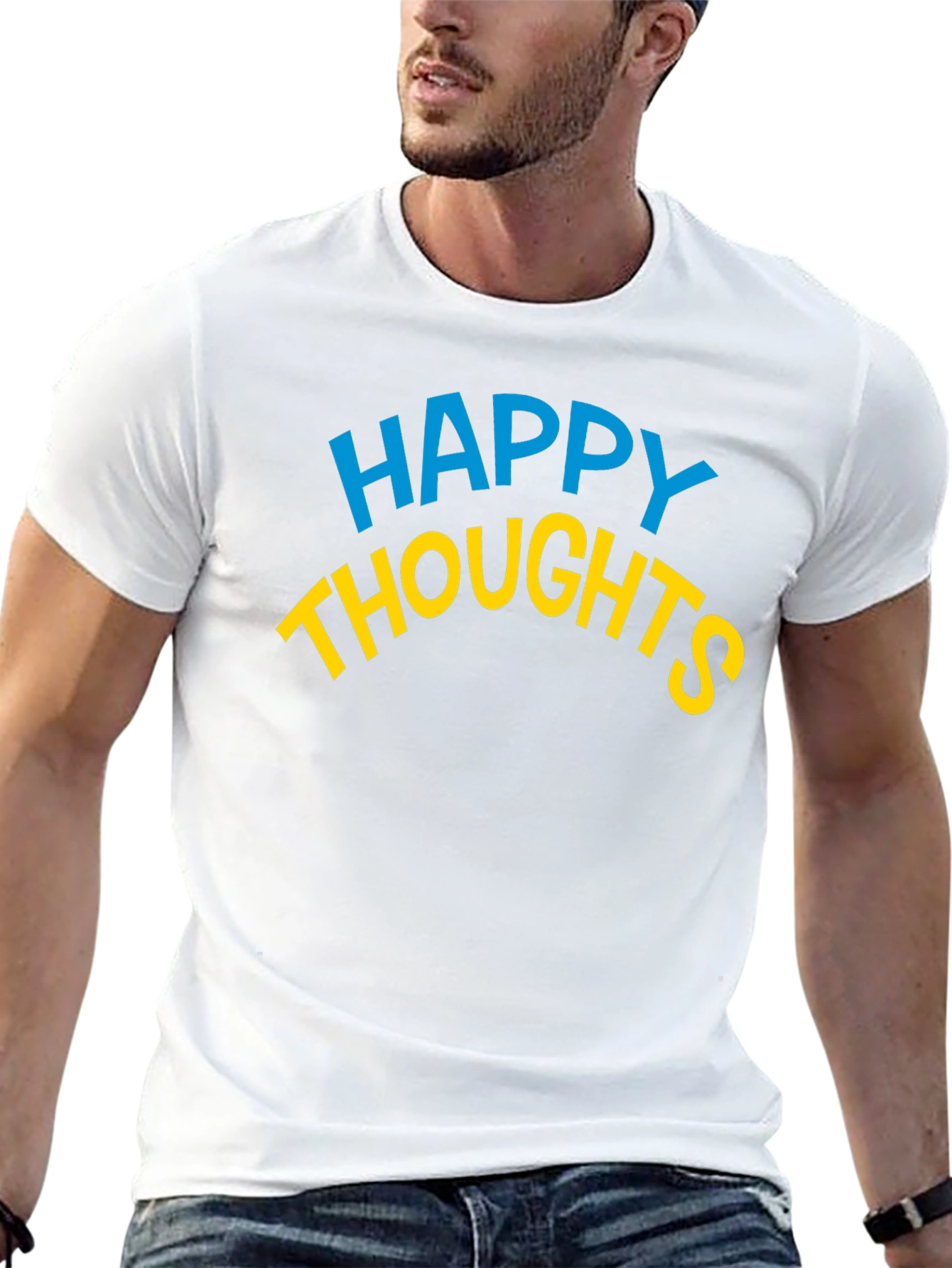 Happy Thoughts Graphic Tee - Soft Black Cotton T-Shirt