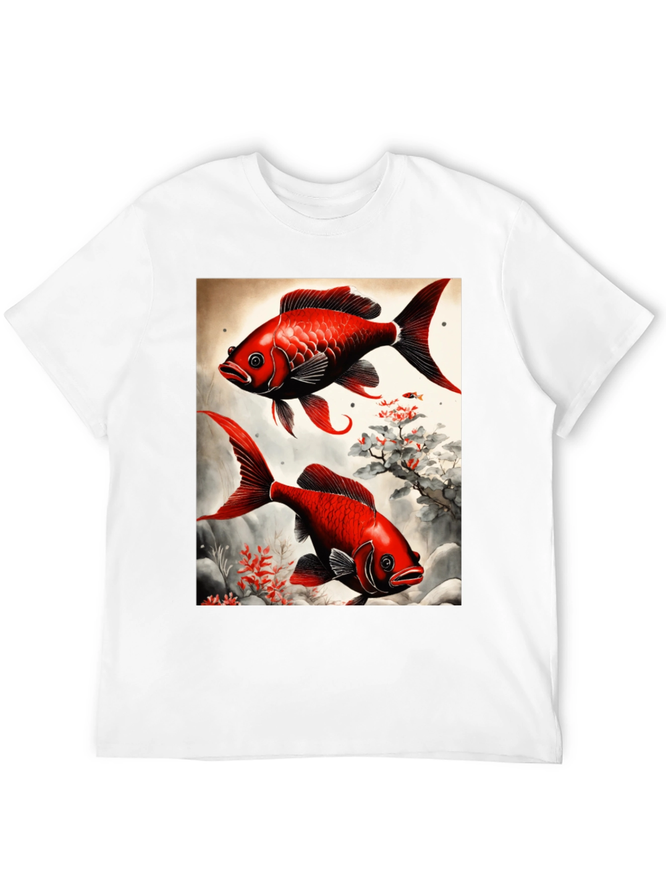 Koi Fish Graphic Tee - Artistic Black T-Shirt