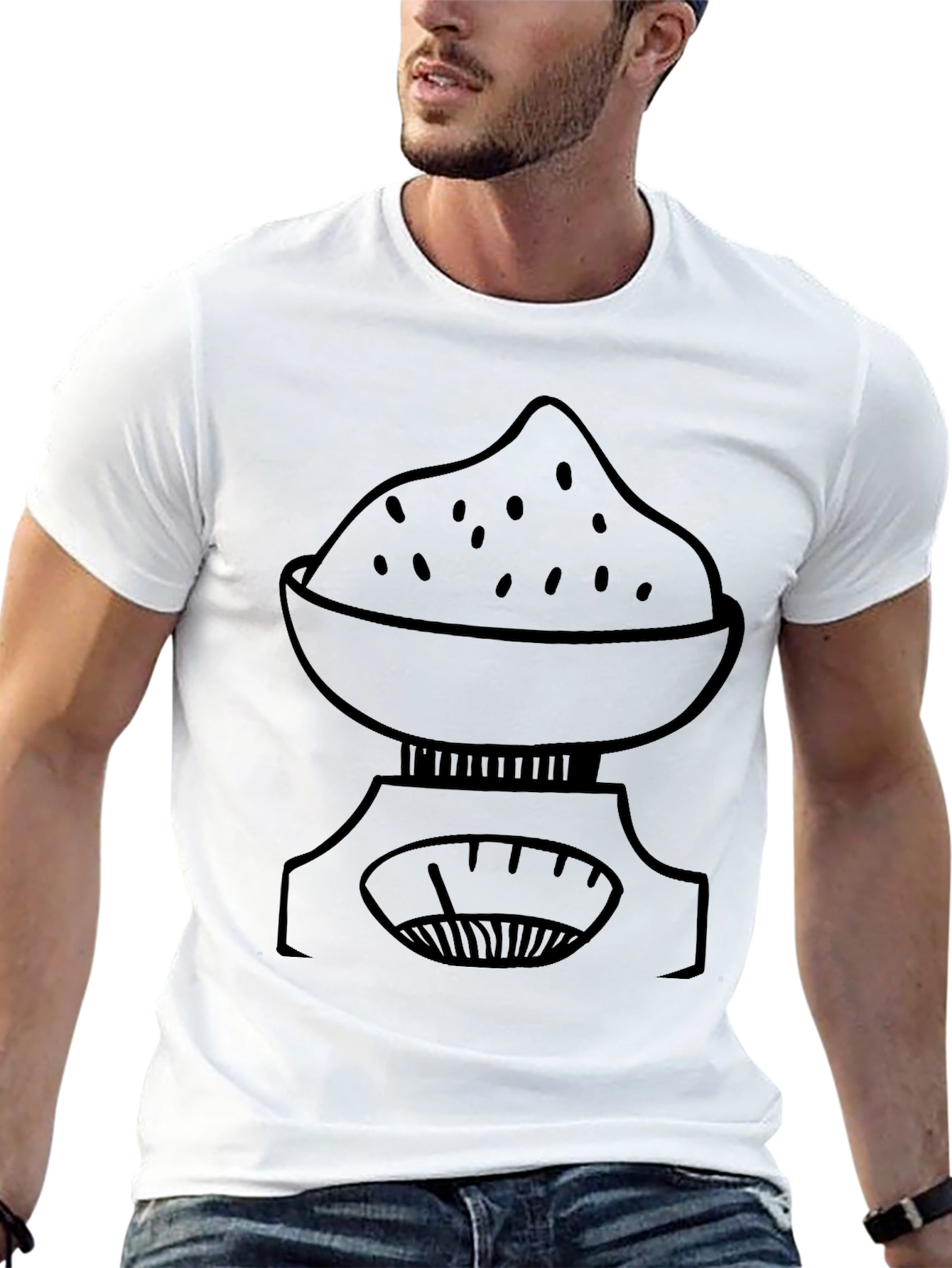 Weight Scale Bowl Design Black T-Shirt