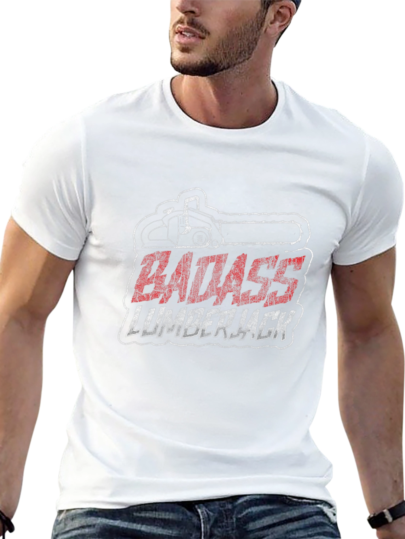 Badass Lumberjack Graphic T-Shirt - Chainsaw Design
