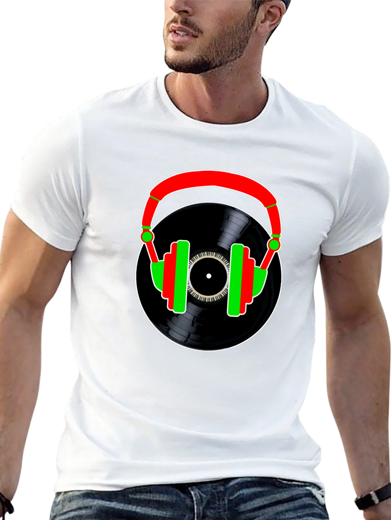 Retro Music Lover T-Shirt Vinyl DJ Headphones Graphic Tee