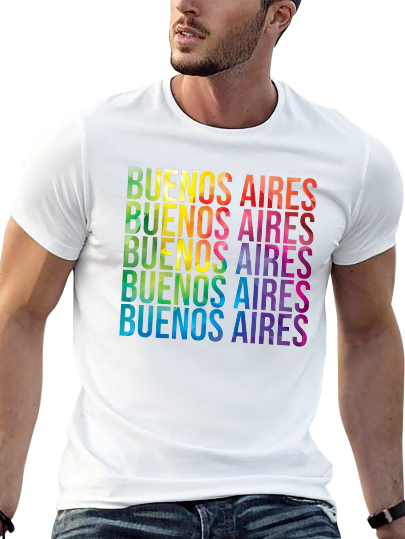 Buenos Aires Rainbow T-Shirt - Black Crew Neck
