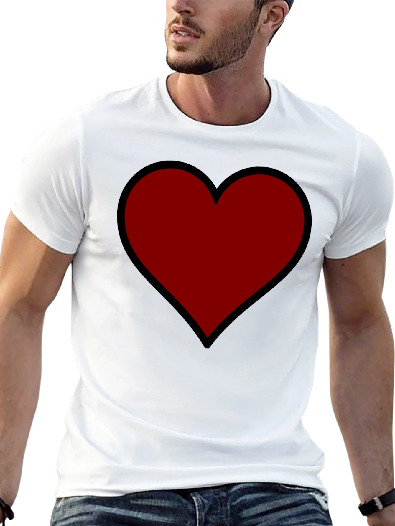 Bold Heart Graphic Tee - Black Cotton Comfort