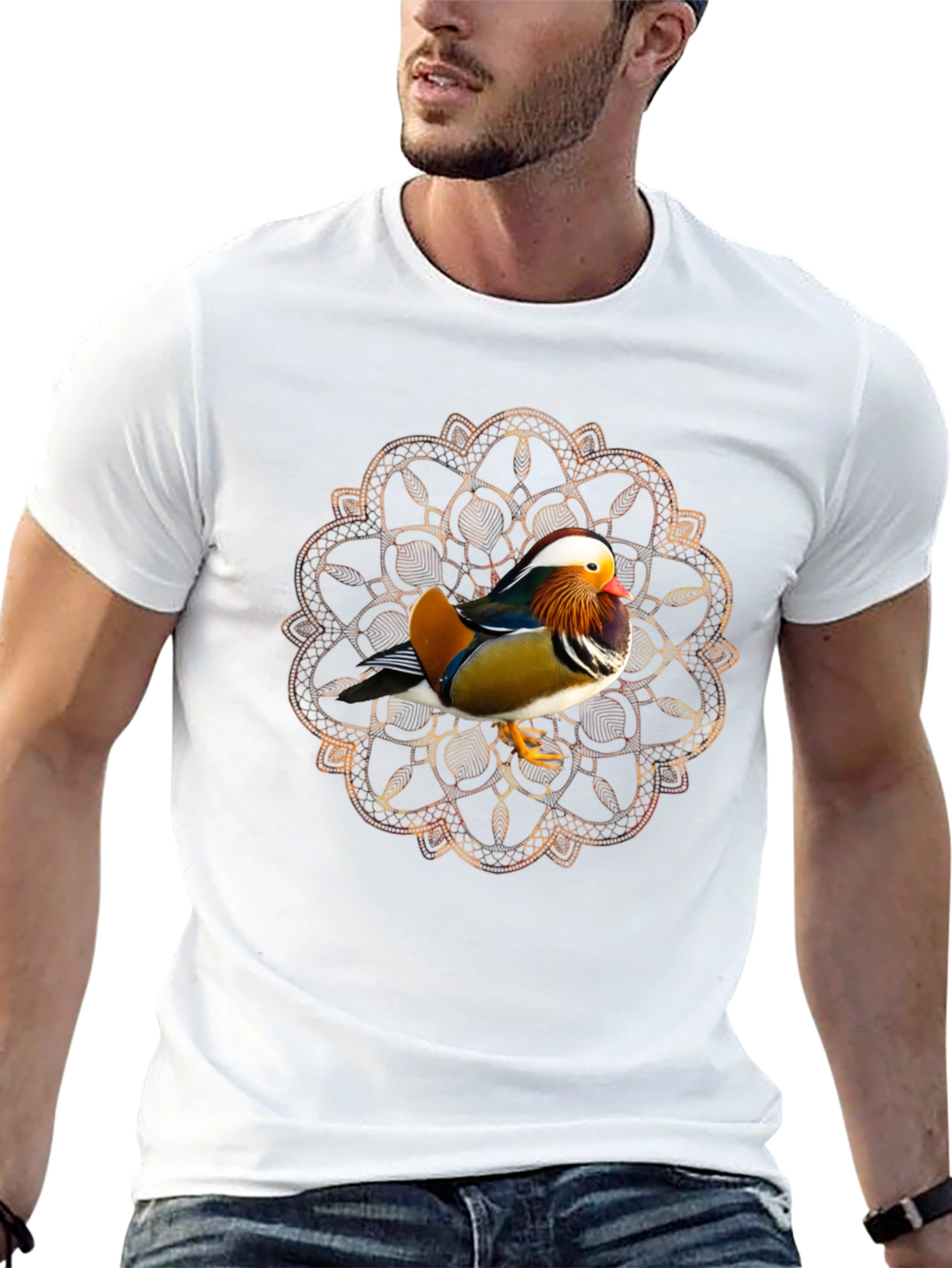 Mandarin Duck Mandala Graphic Tee - Stylish Mens T-Shirt