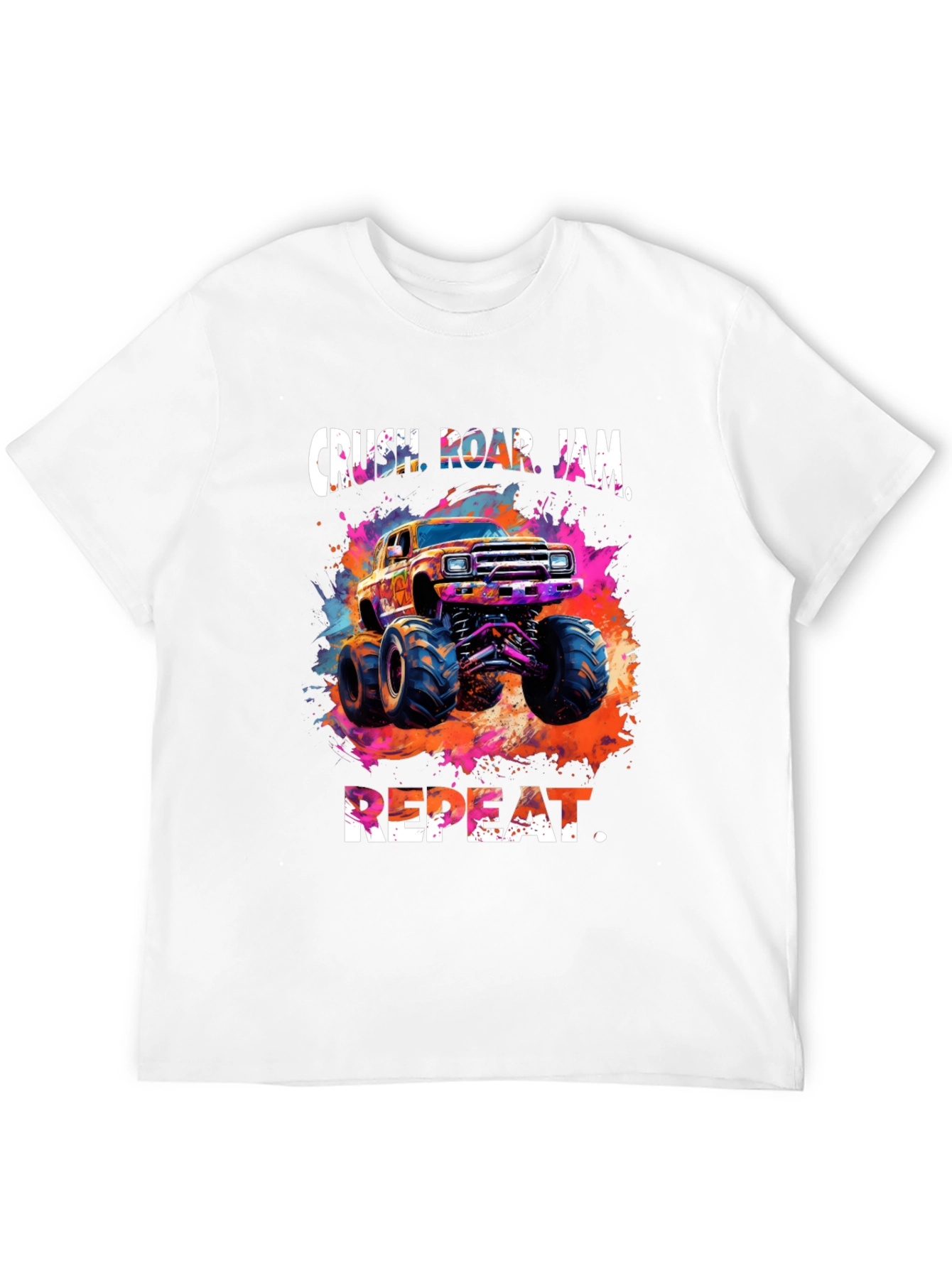 Crush Roar Jam Repeat Monster Truck T-Shirt