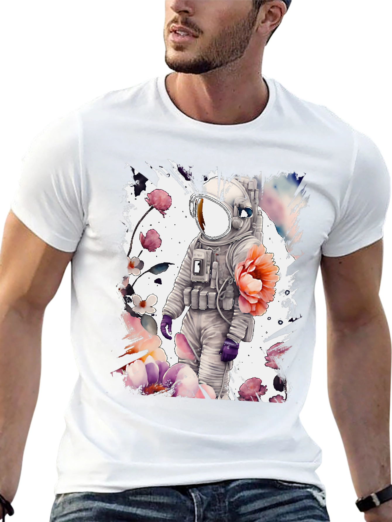 Astronaut Floral Graphic T-Shirt