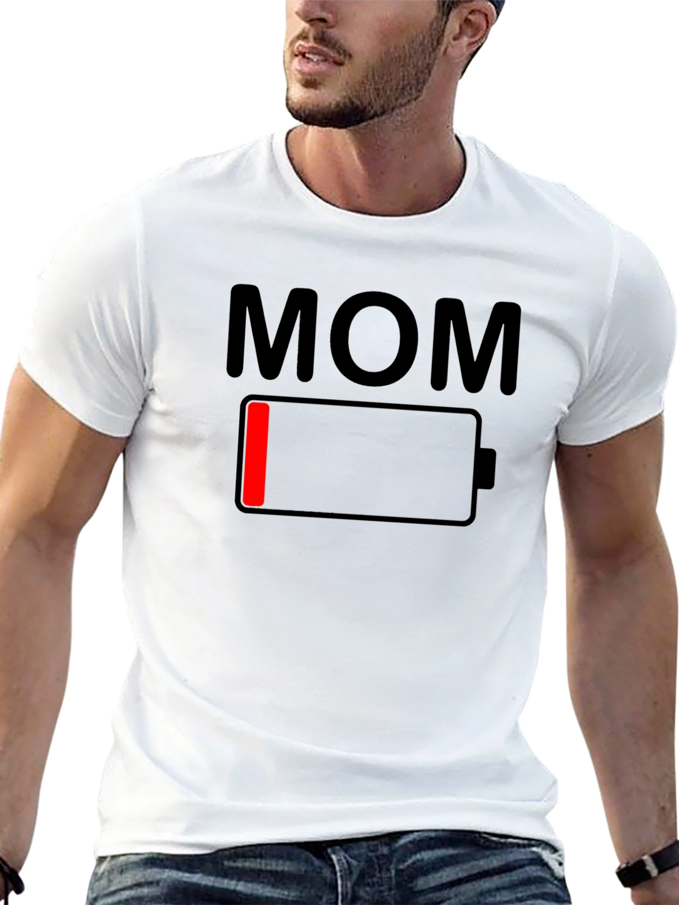 Mom Low Battery Graphic Tee - Black Cotton T-Shirt