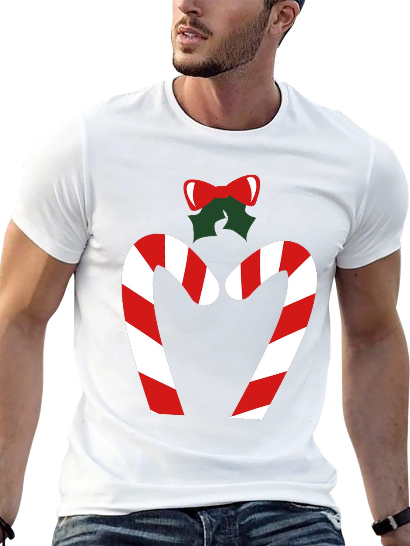 Festive Candy Cane Heart Tee - Holiday Cheer