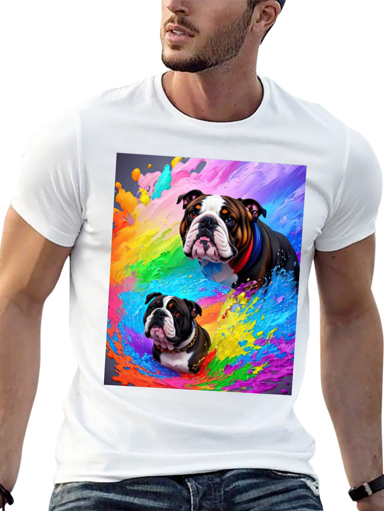 Bulldog Splash T-Shirt - Vibrant Graphic Tee