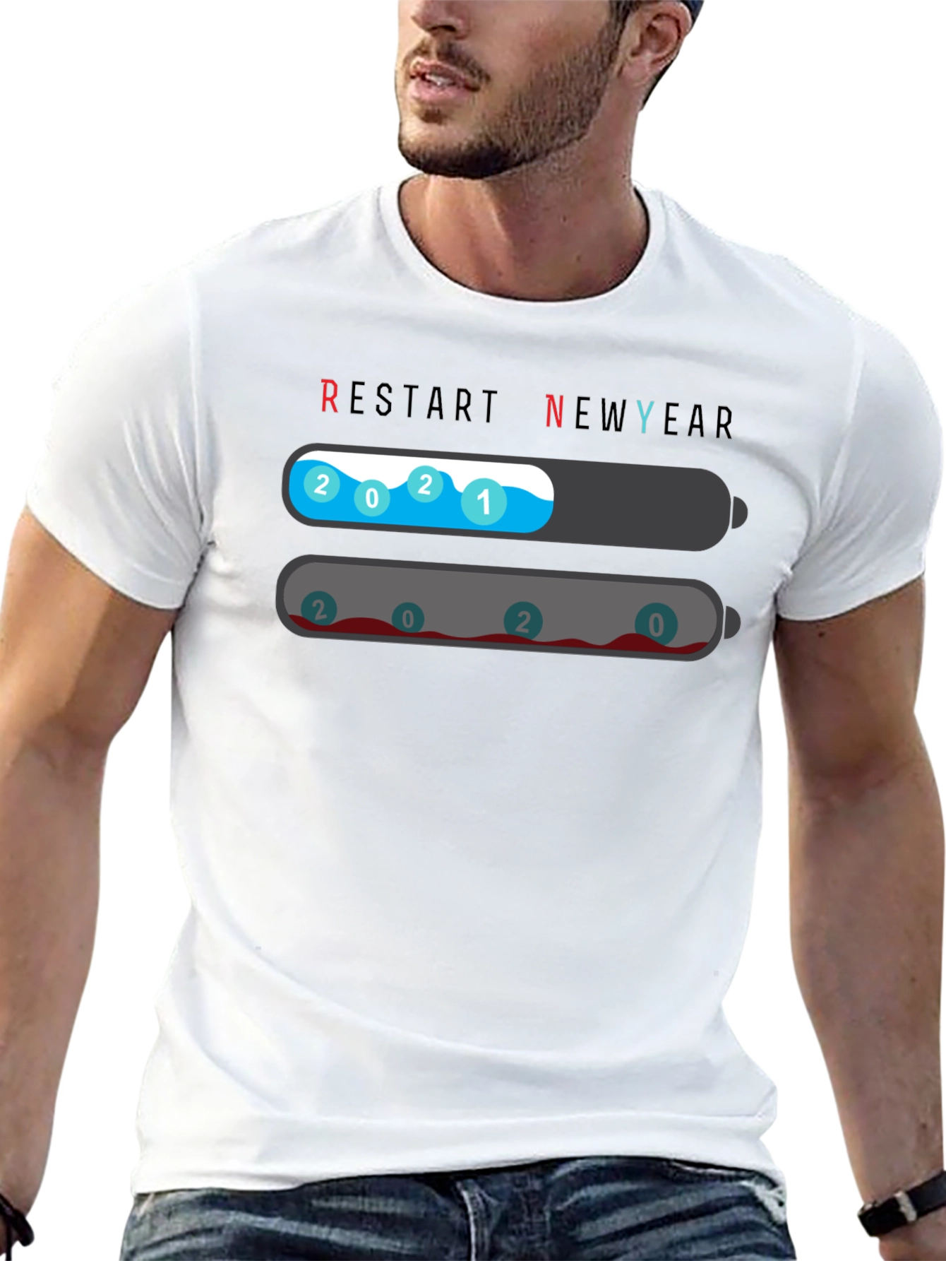 Restart New Year T-Shirt - 2021 Full Charge
